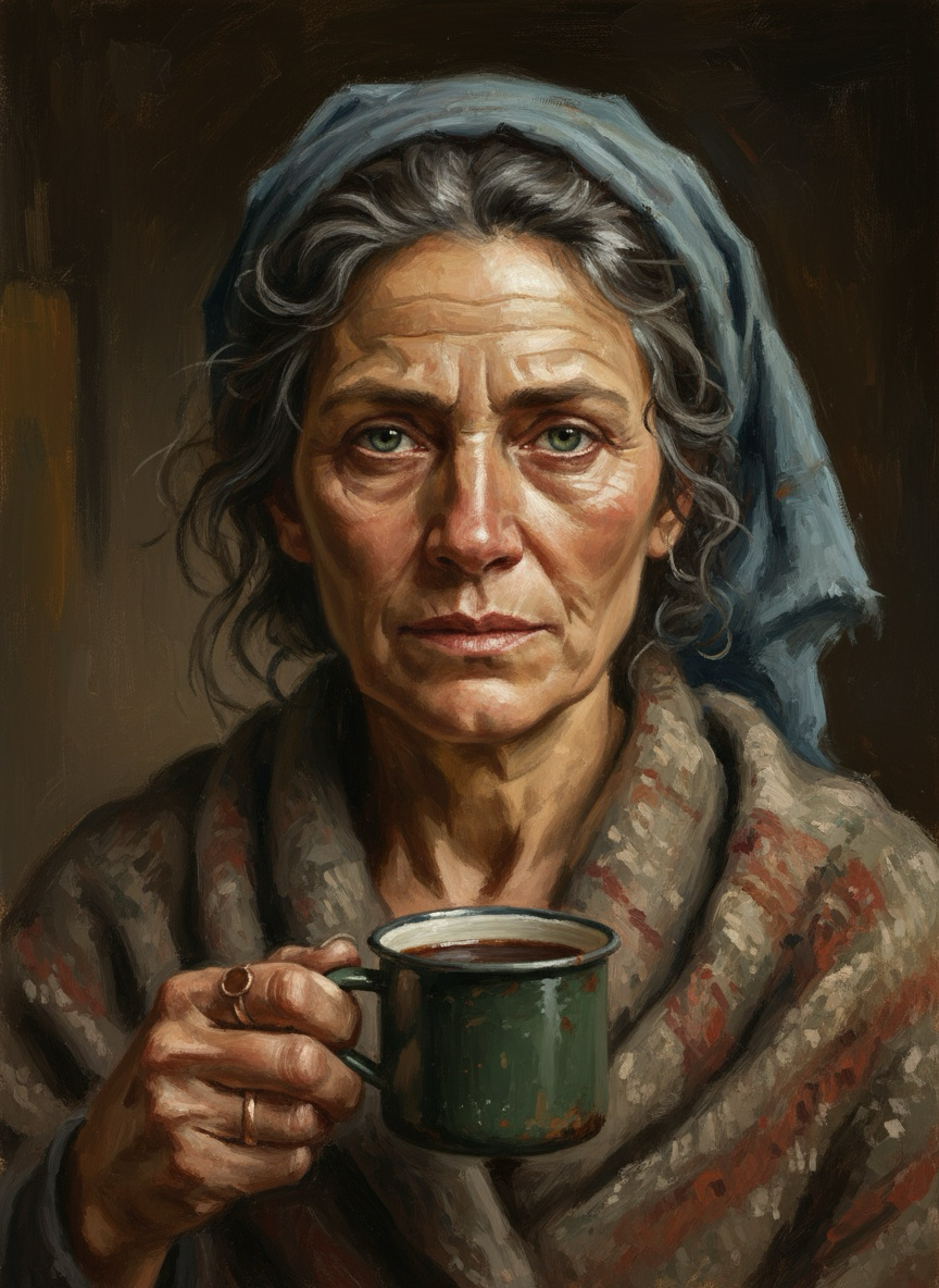 Morning Coffee Portrait (100 Color Diamond Painting)