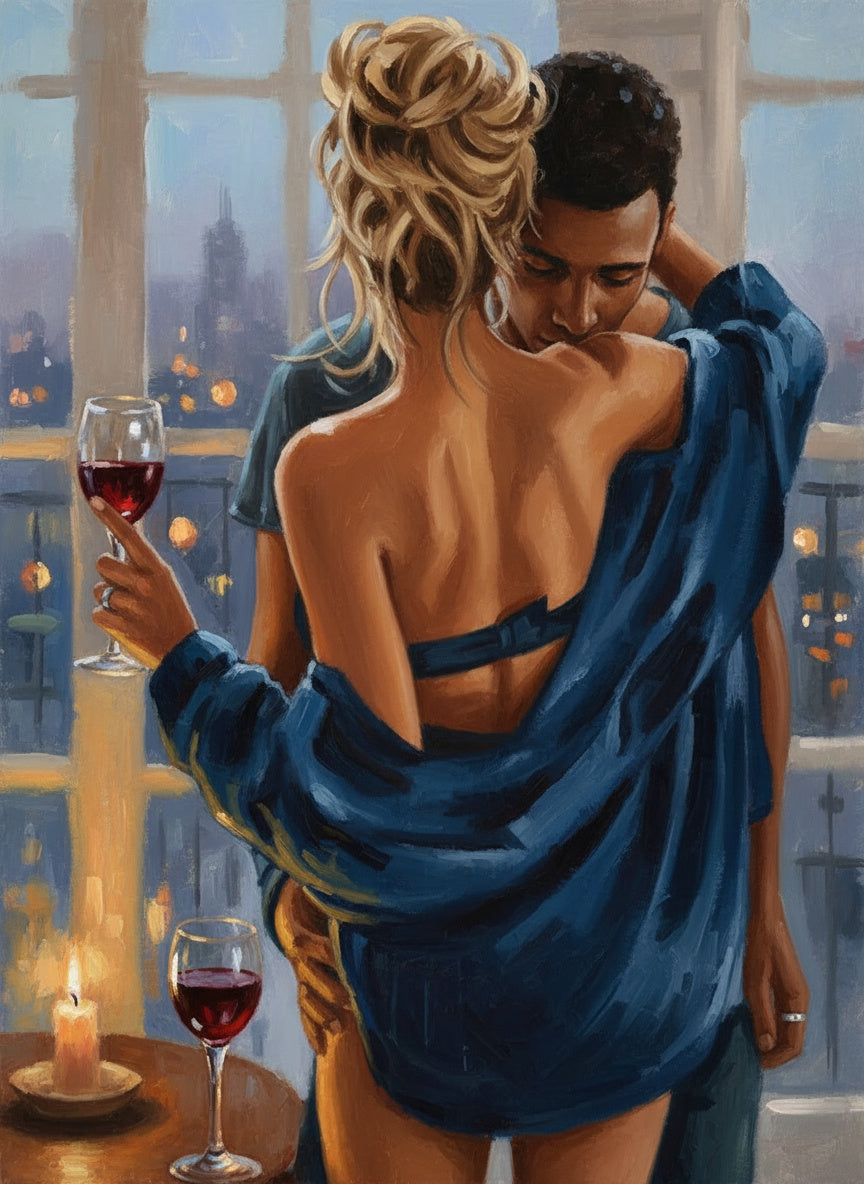Embracing Couple, City Night (Diamond Painting) Diamond Painting kit