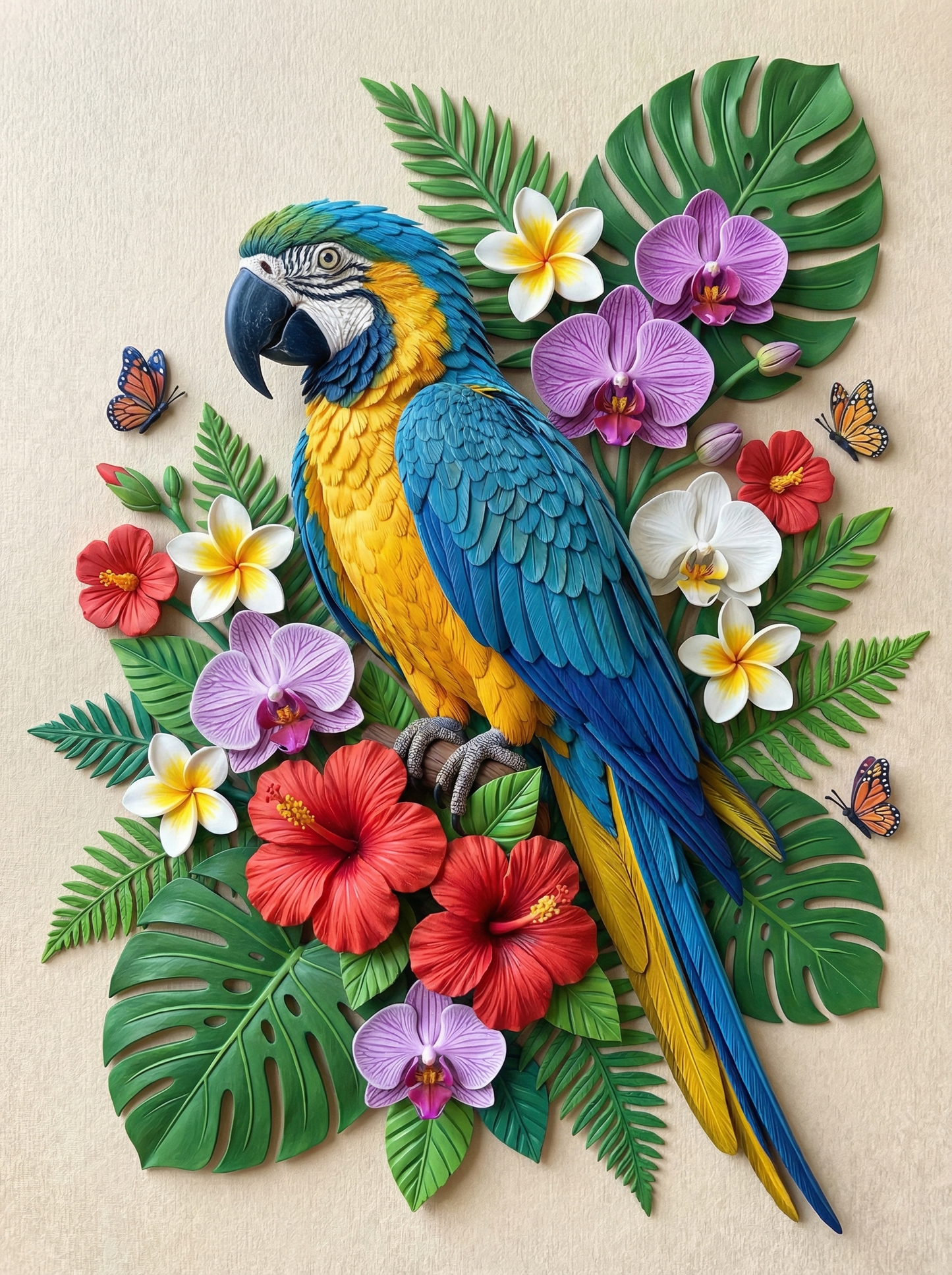 Macaw Orchid Haven (Diamond Painting) Diamond Painting kit