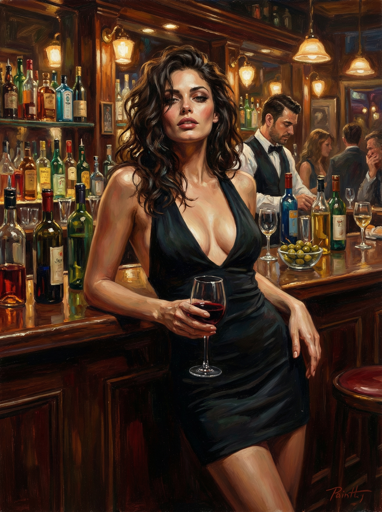 Midnight Wine Bar Woman (Diamond Painting)
