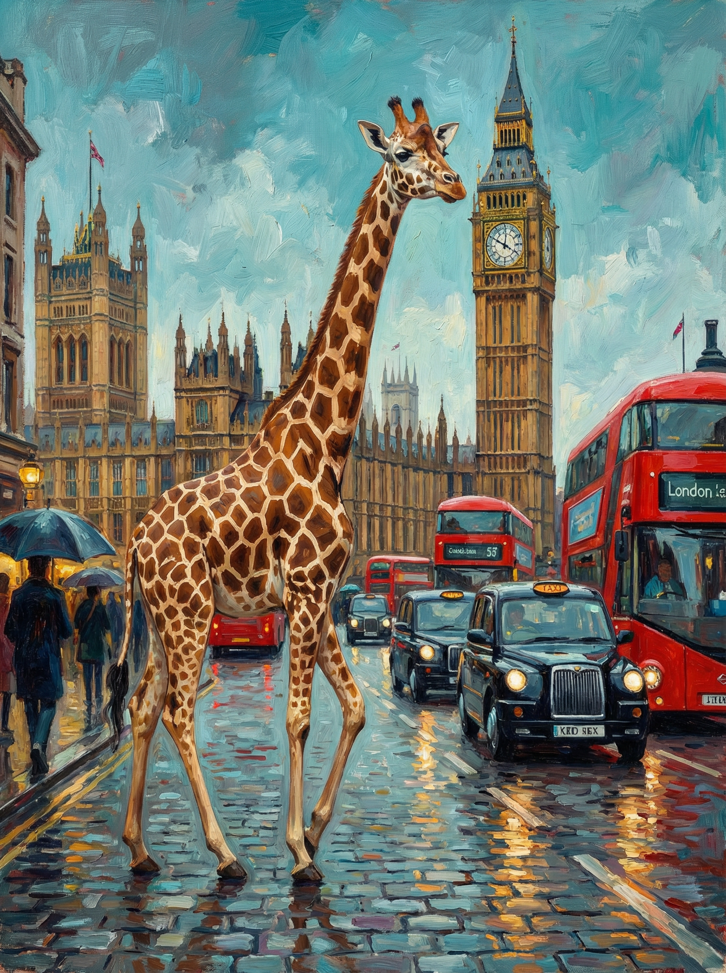 London Giraffe Stroll (Diamond Painting) Diamond Painting kit