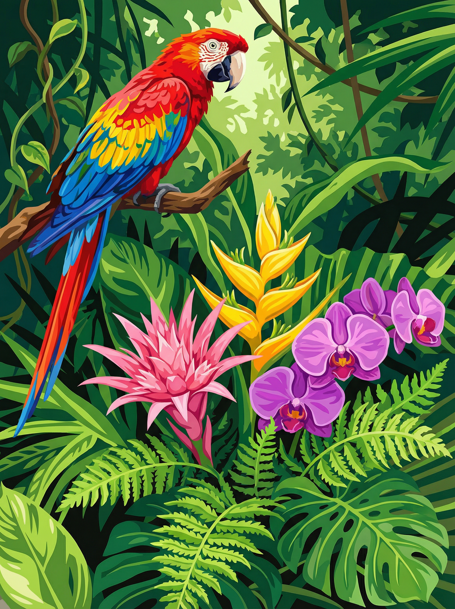 Scarlet Jungle Parrot (Diamond Painting) Diamond Painting kit