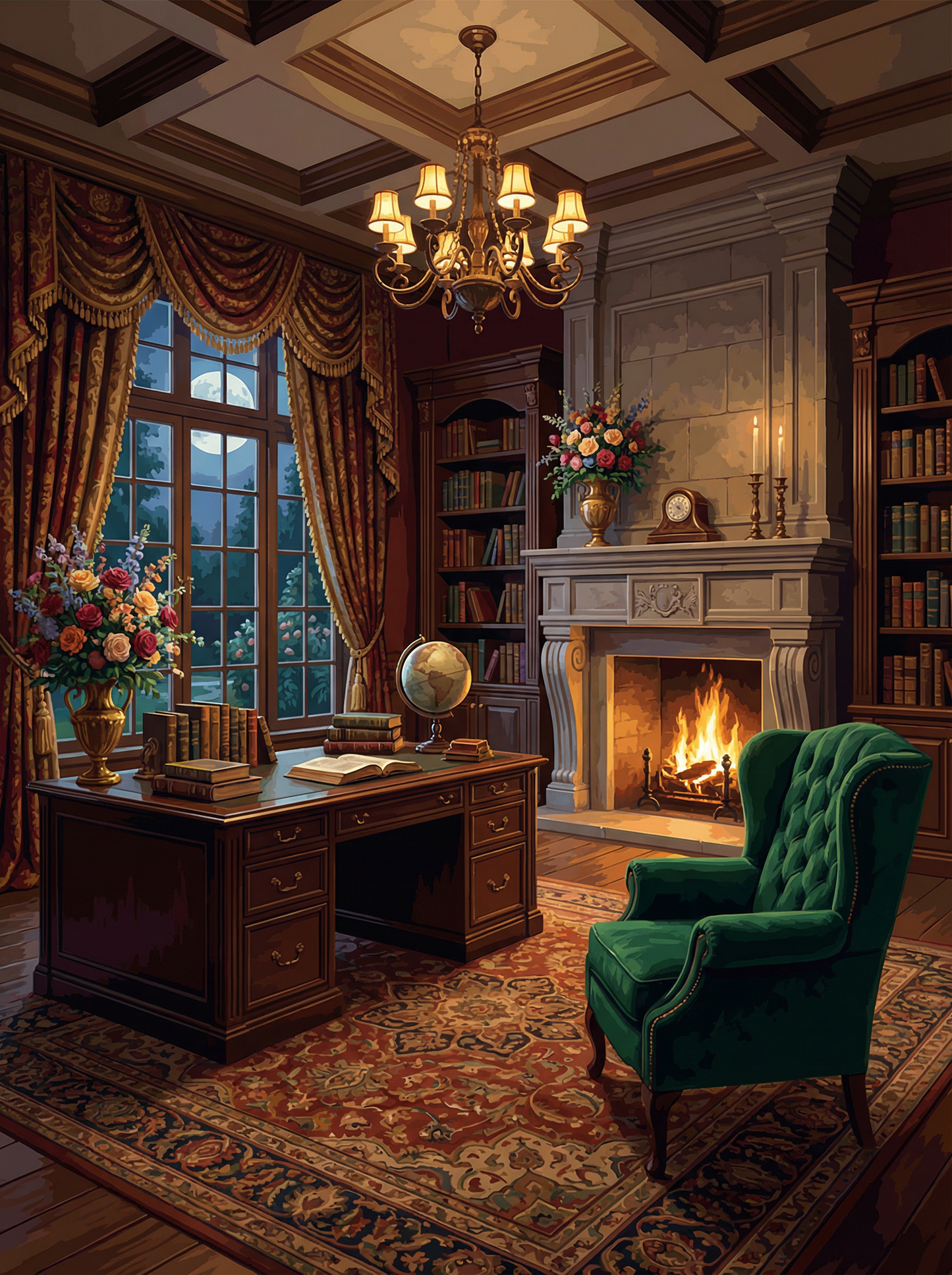 England Moonlit Study (Diamond Painting) Diamond Painting kit