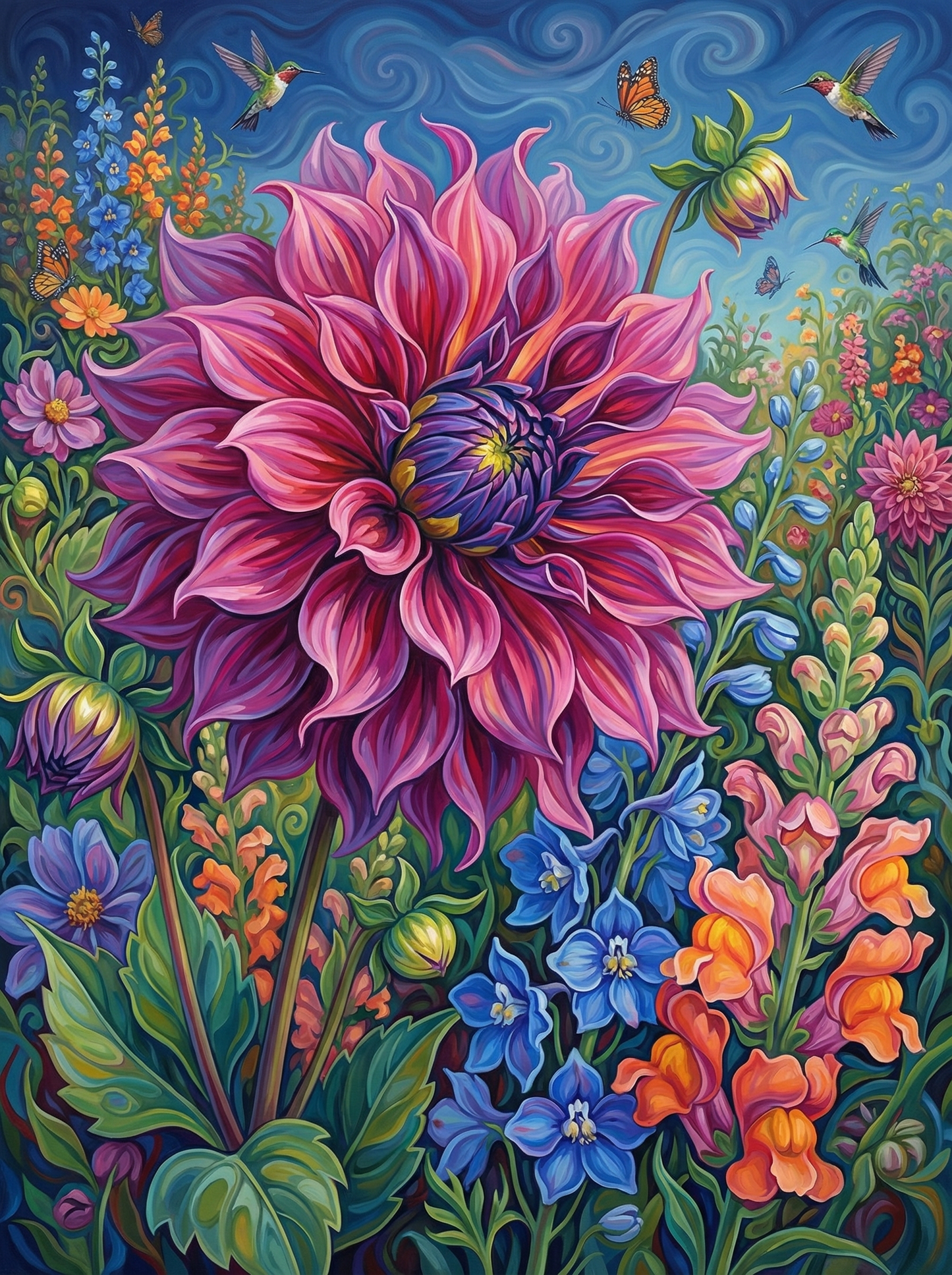 Blossoming Dahlia Dream (Diamond Painting)