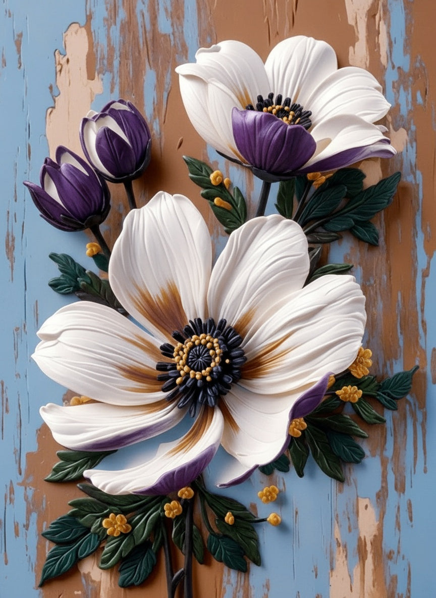 White Anemones (Diamond Painting) Diamond Painting kit
