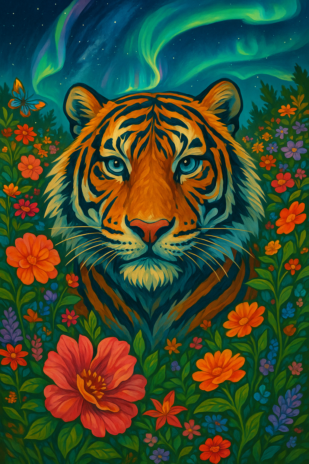 Aurora Floral Tiger (Diamond Painting) Diamond Painting kit