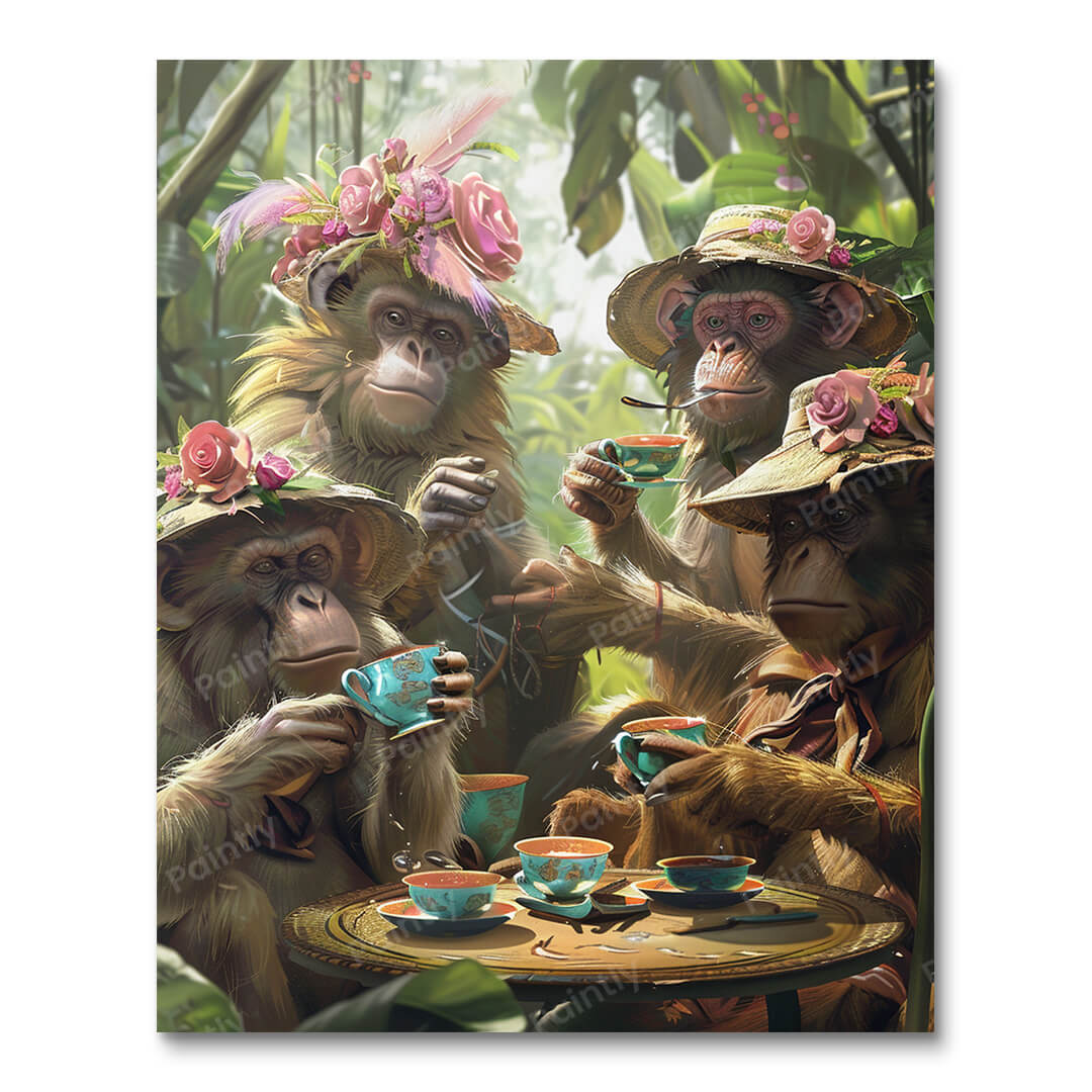 Monkey Tea Party (Diamond Painting) Diamond Painting kit