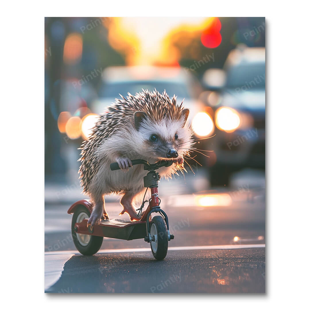 Hedgehog Beating the Traffic (Diamond Painting) Diamond Painting kit