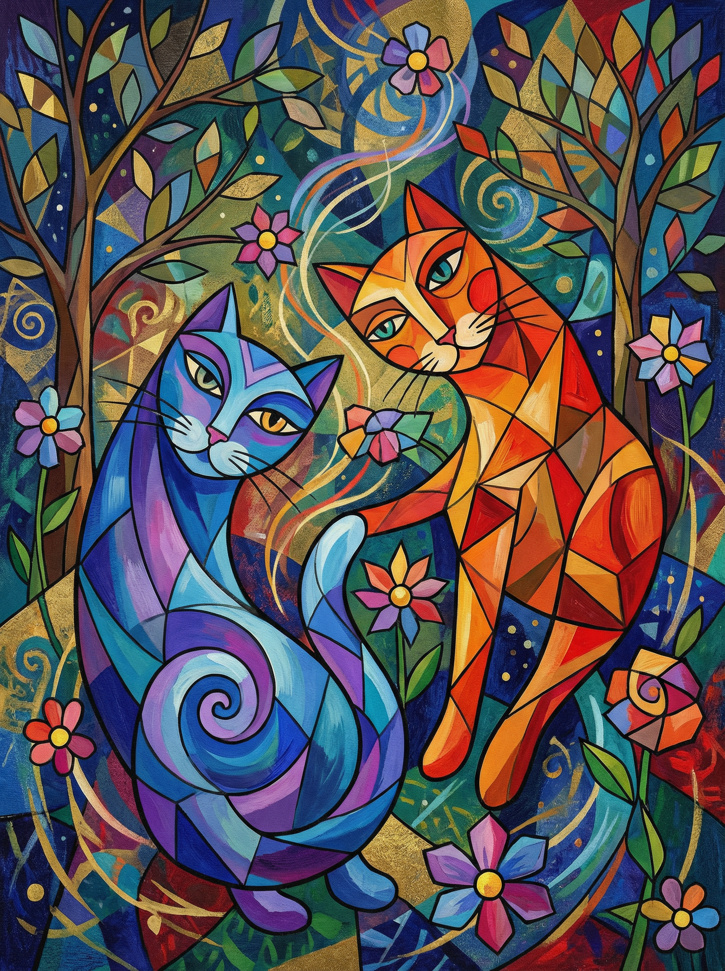 Whimsical Feline Dance (Diamond Painting)