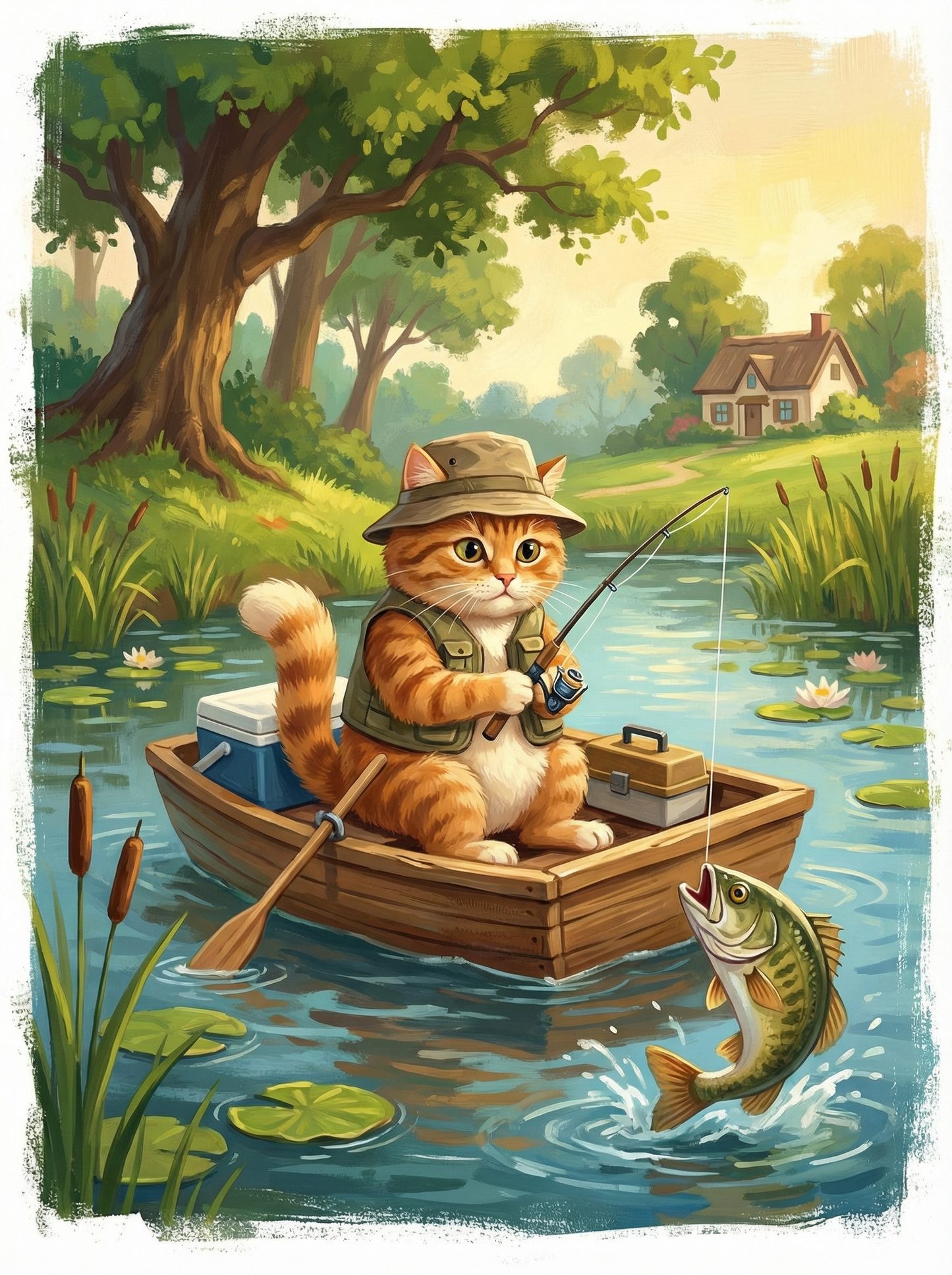 Pondside Catcher Cat (Diamond Painting)