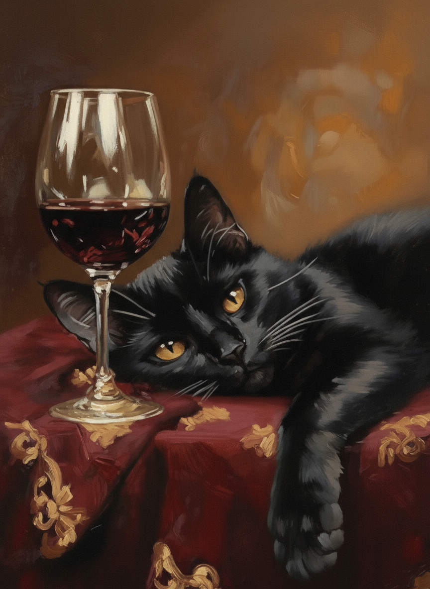 Cabernet Cat (Board Canvas)