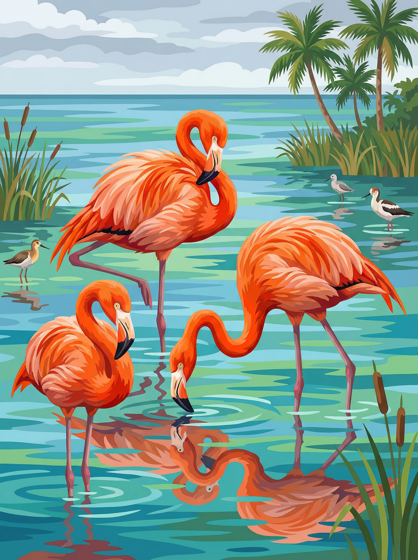 Tropical Flamingo Lagoon (Diamond Painting) Diamond Painting kit