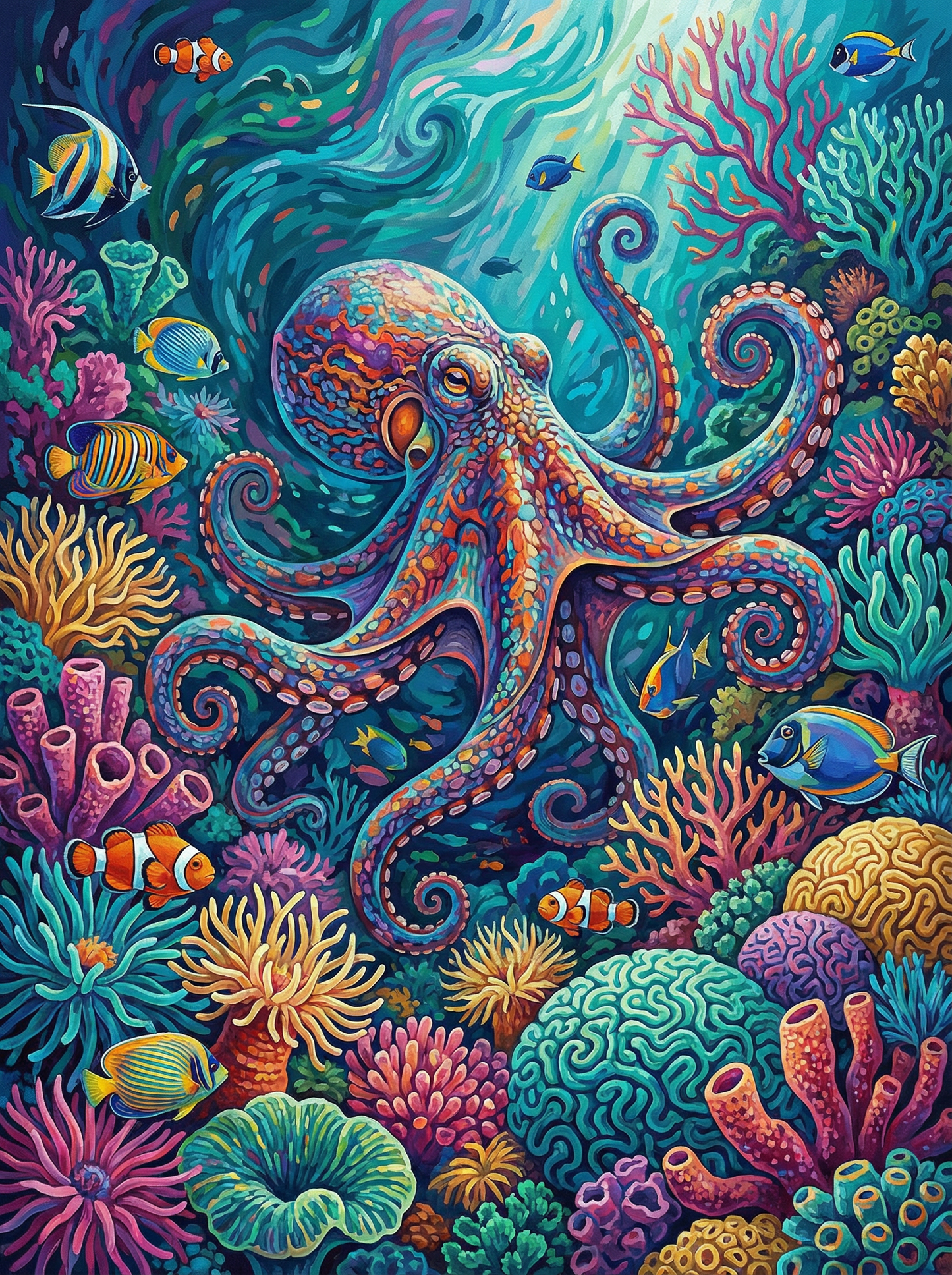 Coral Reef Octopus (Diamond Painting)