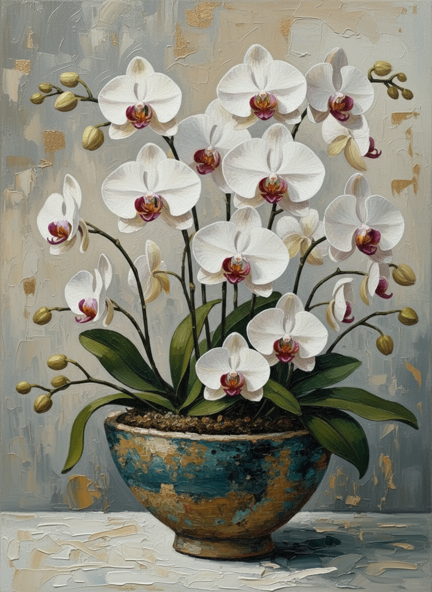 Blooming White Orchids (Diamond Painting)
