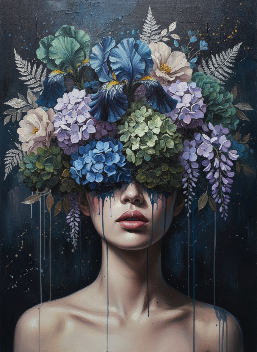 Midnight Garden Muse (Board Canvas)