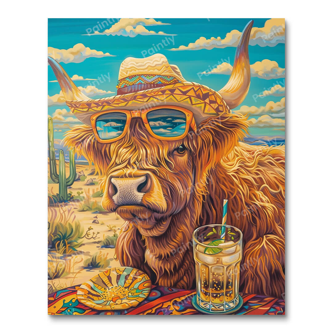 Highland Cow on Vacation (Diamond Painting) Diamond Painting kit