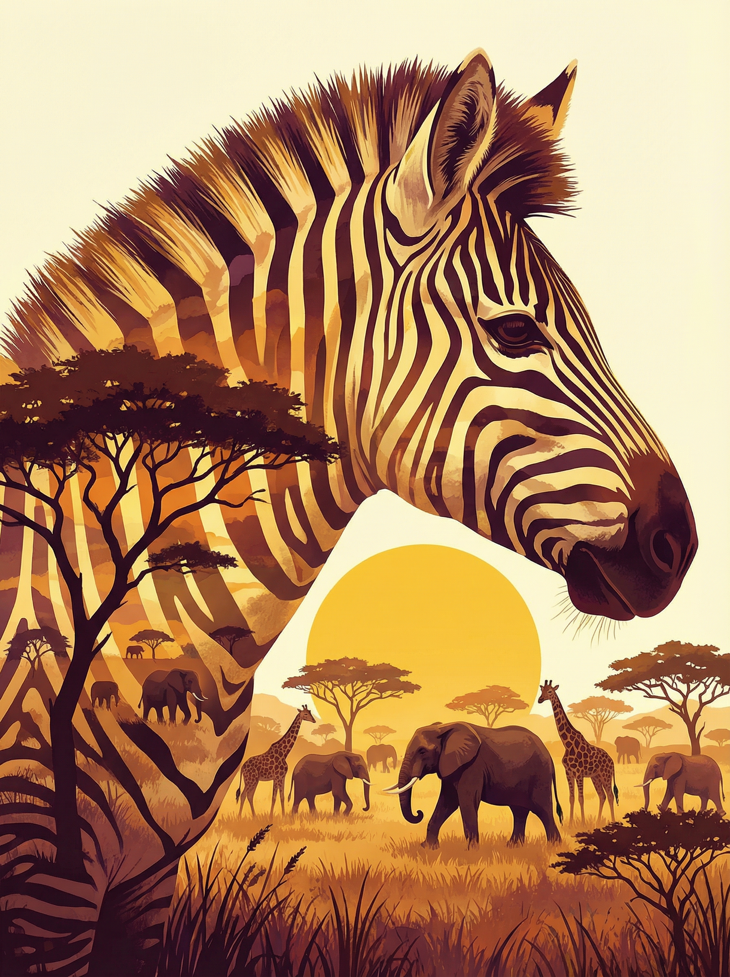 Savanna Sunset Zebra (Diamond Painting) Diamond Painting kit