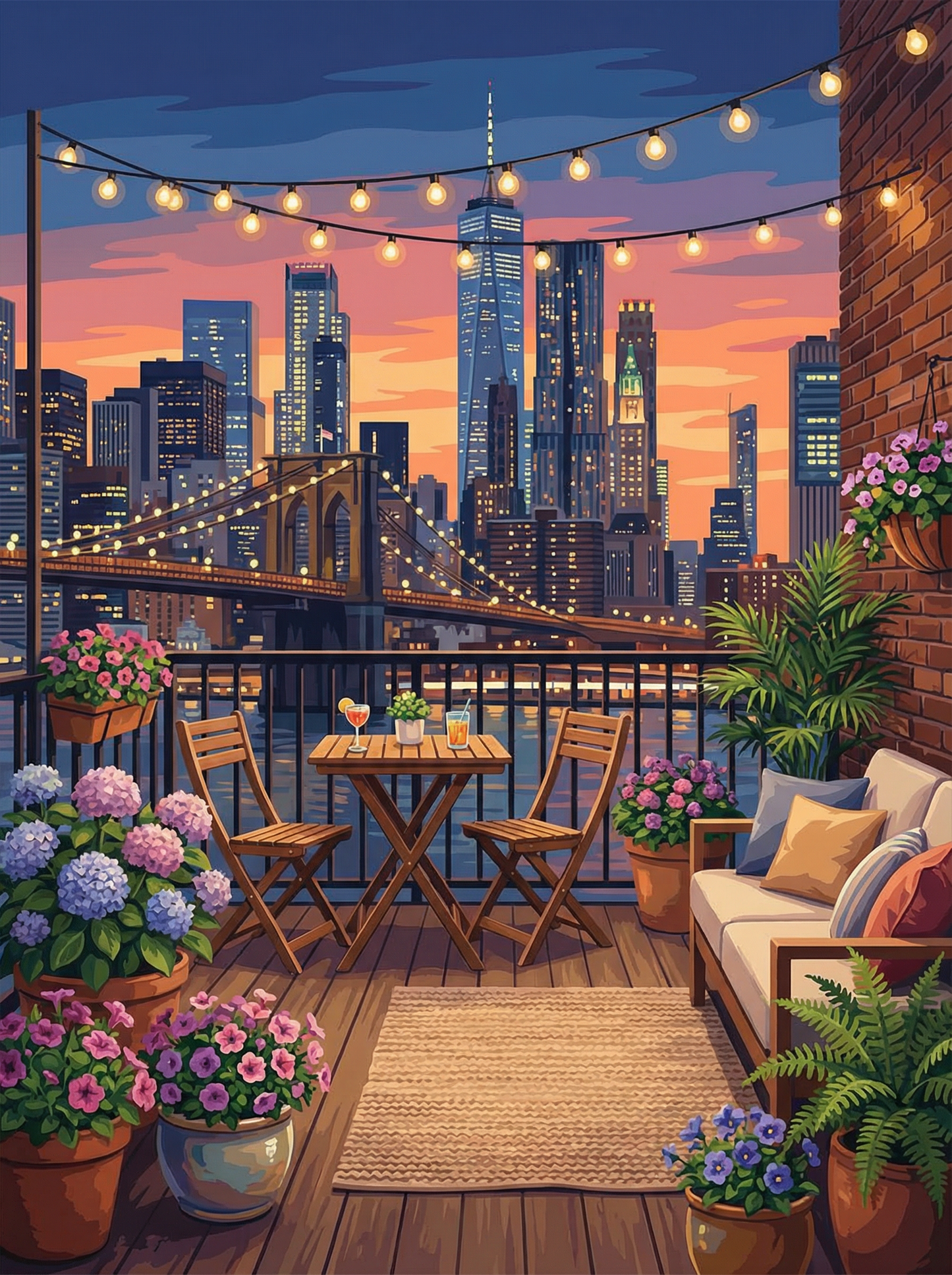 New York Balcony Nights (Diamond Painting)