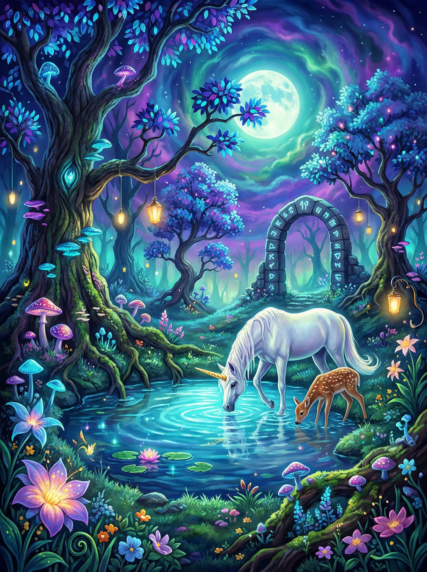 Moonlit Unicorn Deer (Diamond Painting) Diamond Painting kit