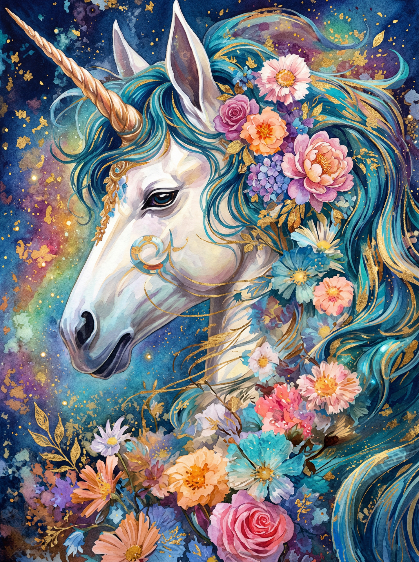 Celestial Unicorn Bloom (Diamond Painting)