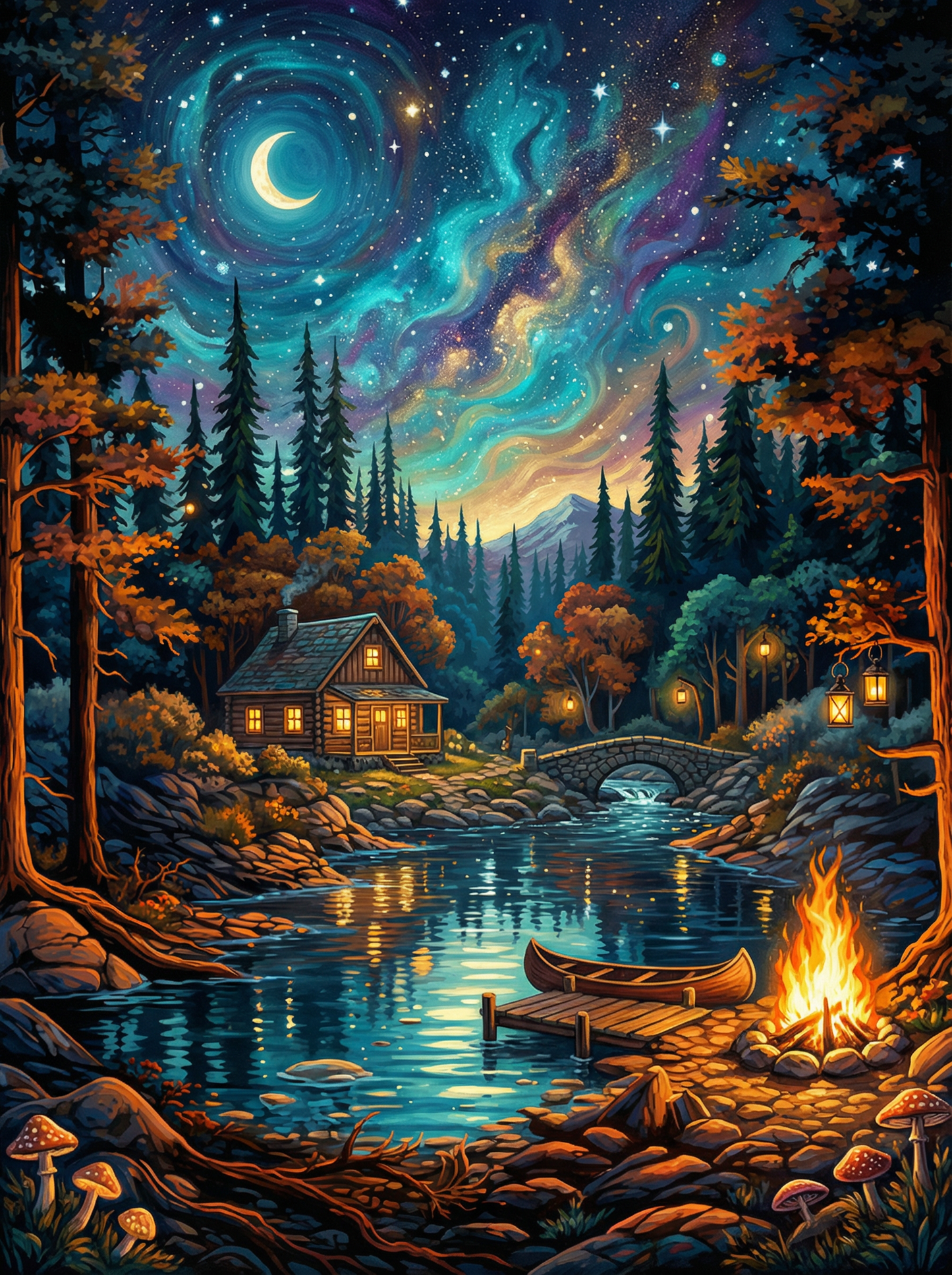 Starlit Forest Cabin (Diamond Painting) Diamond Painting kit