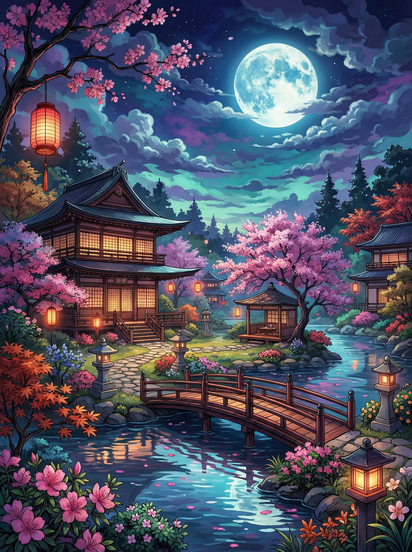 Cherry Moon Garden (Diamond Painting)