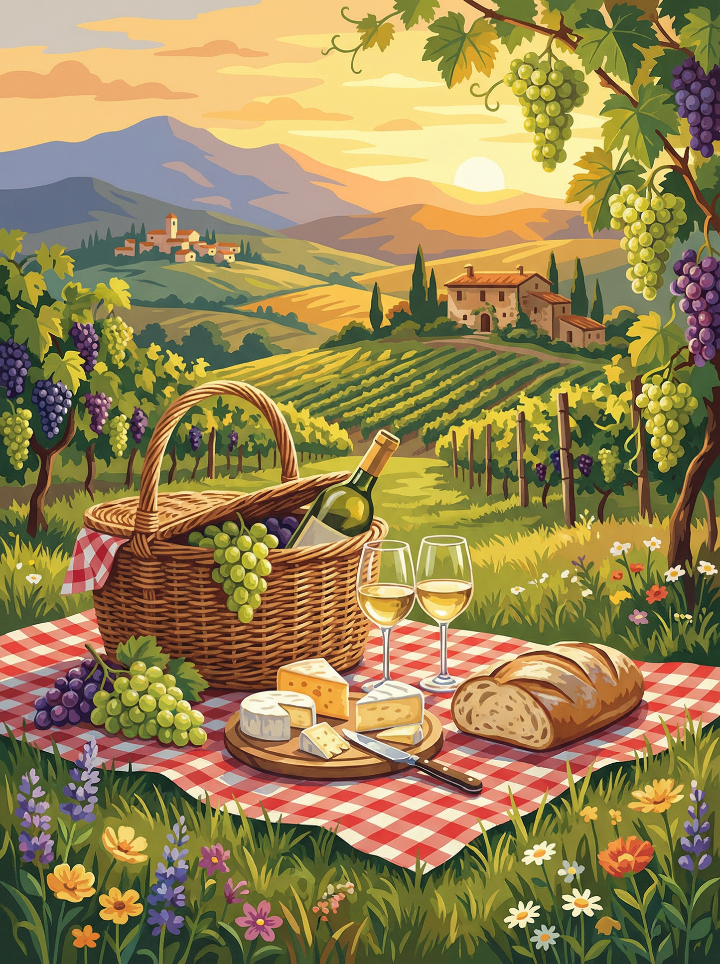 Tuscan Sunset Picnic (Diamond Painting) Diamond Painting kit