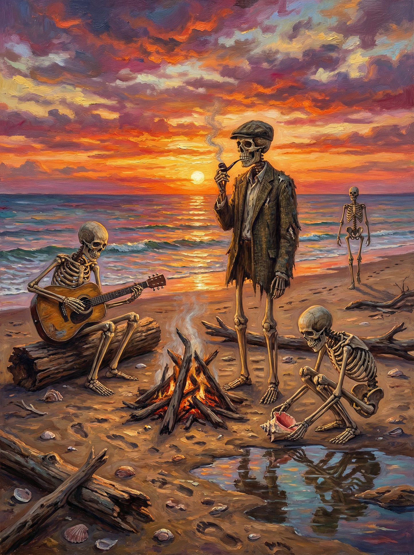Skeleton Beach Campfire (Diamond Painting) Diamond Painting kit