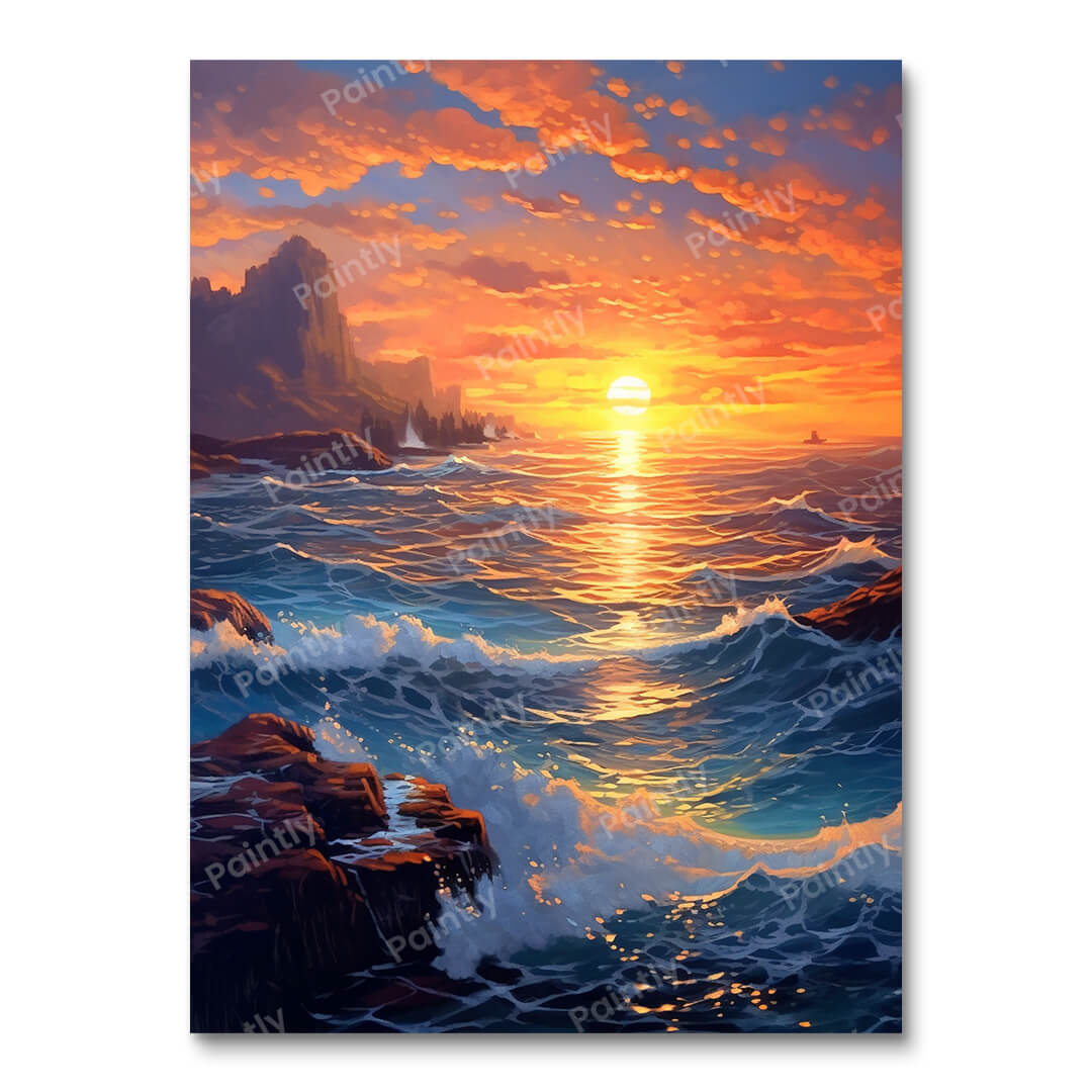 Golden Hour Ocean View (Diamond Painting) Diamond Painting kit