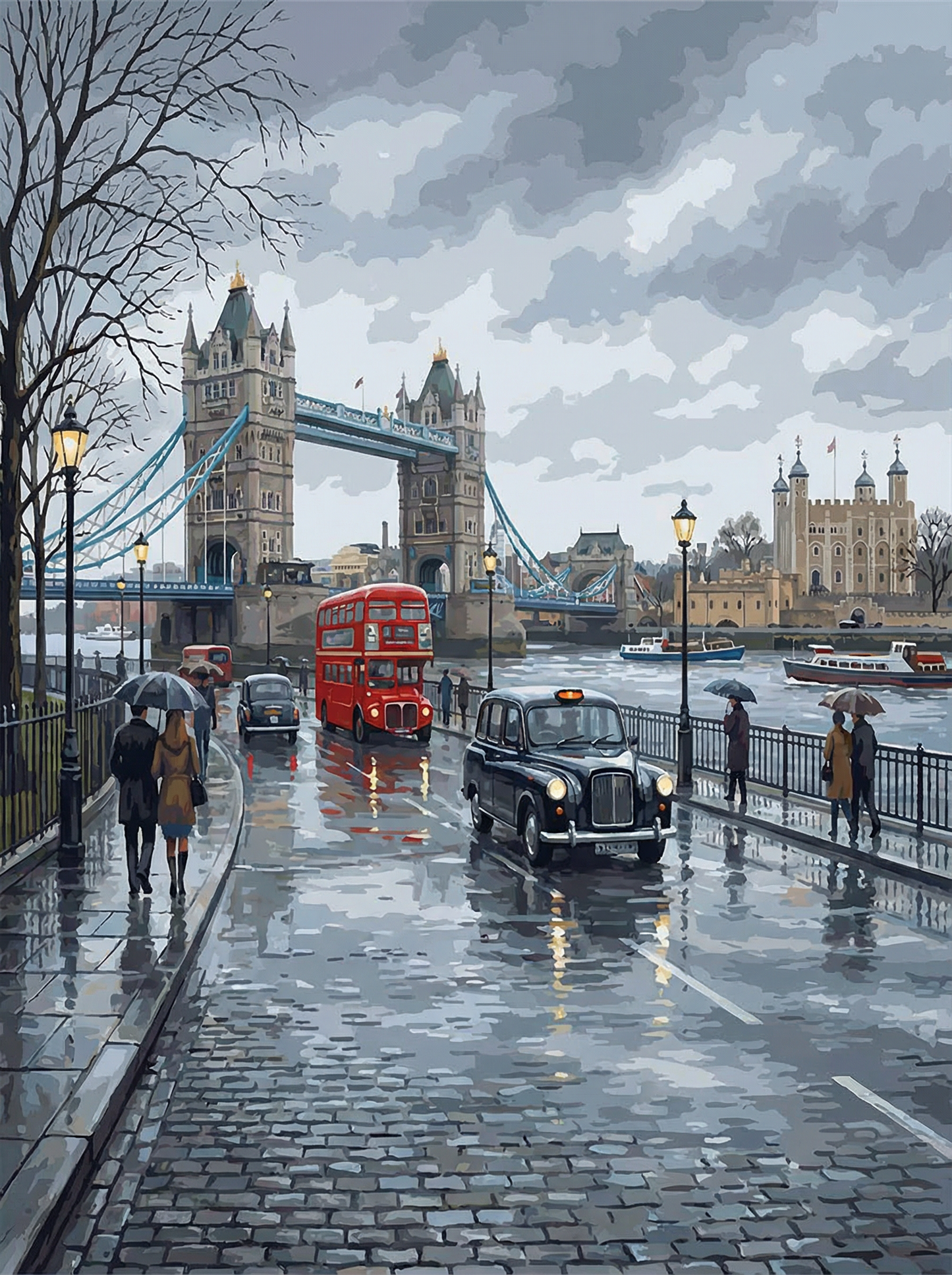 London Riverside Stroll (Diamond Painting)
