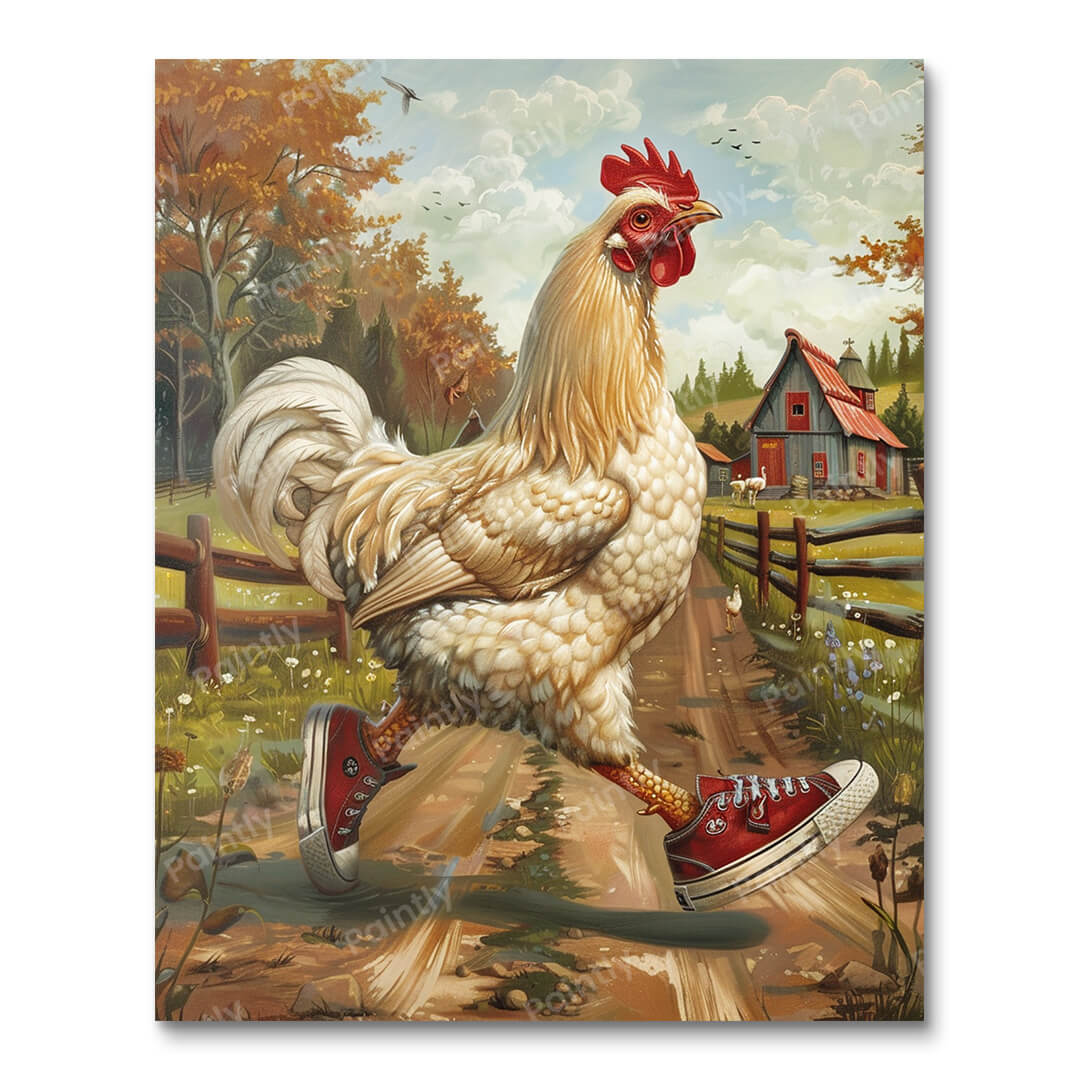 Hen's Morning Jog (Diamond Painting) Diamond Painting kit