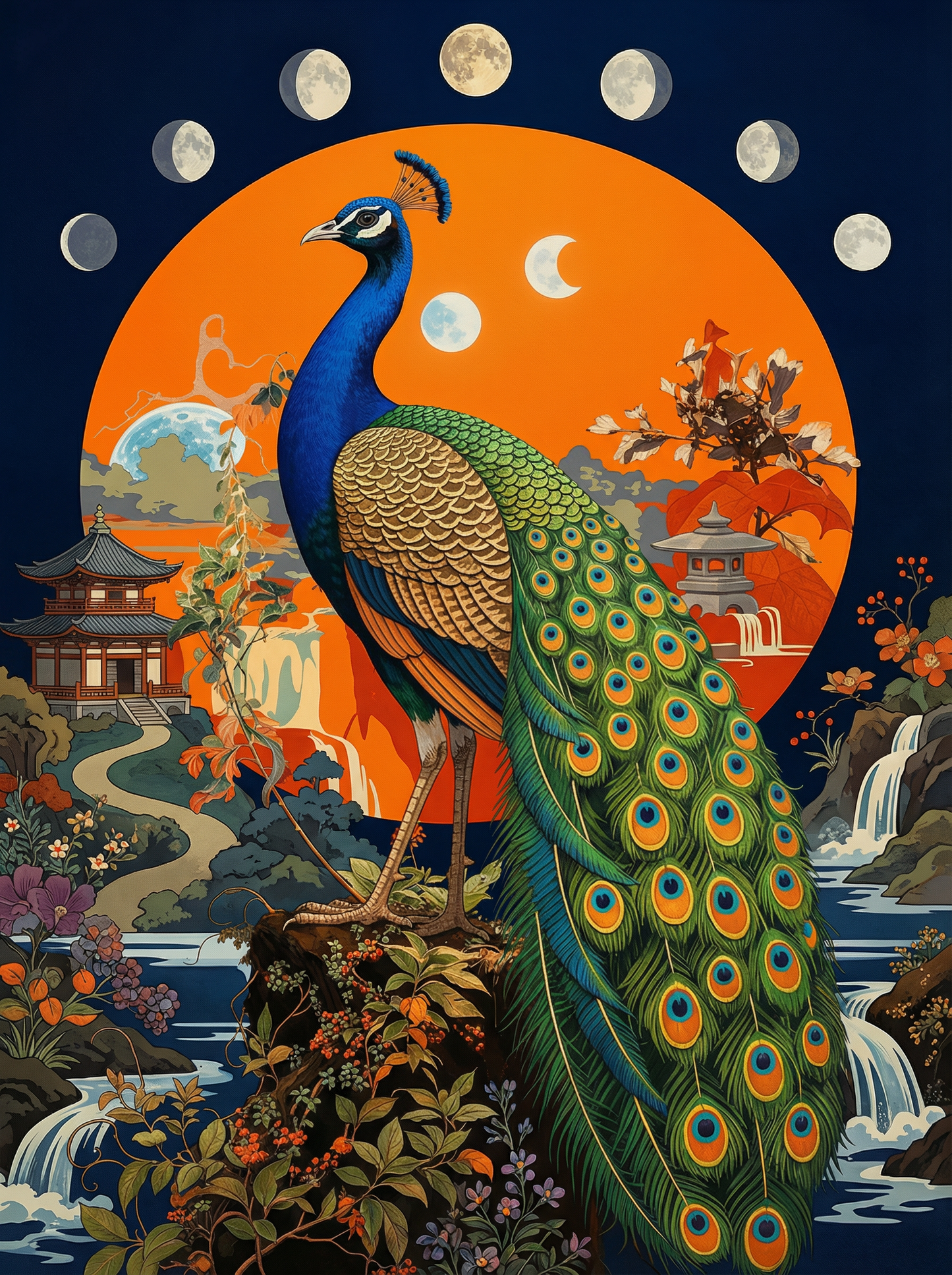 Celestial Moon Temple Peacock (Diamond Painting) Diamond Painting kit