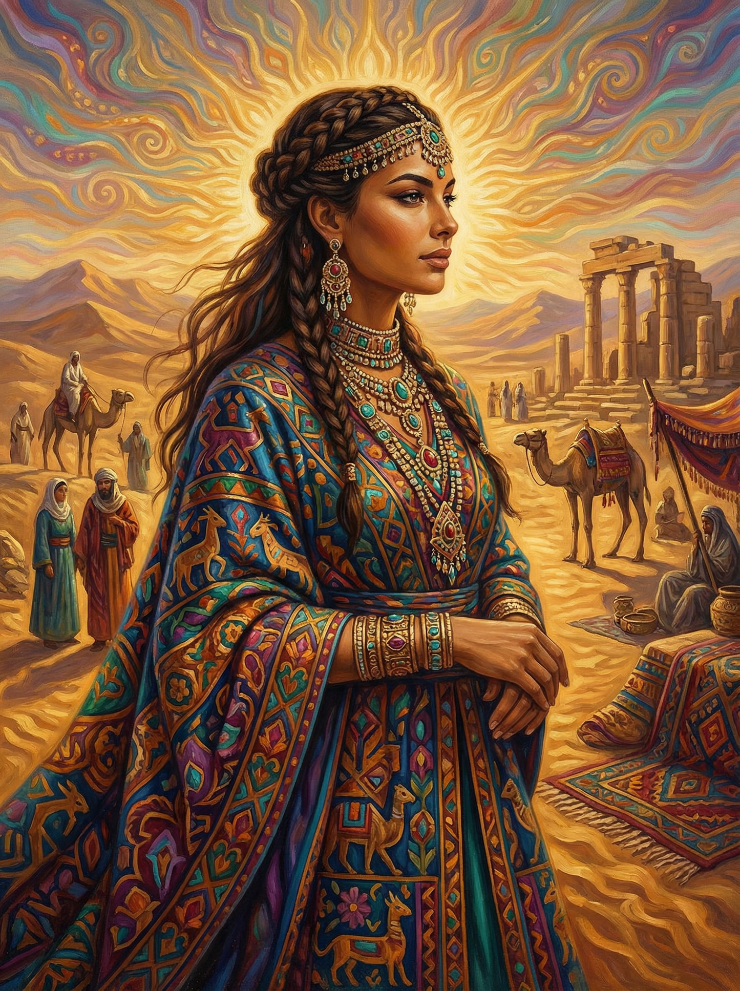 Desert Sun Princess with Camels (Diamond Painting) Diamond Painting kit