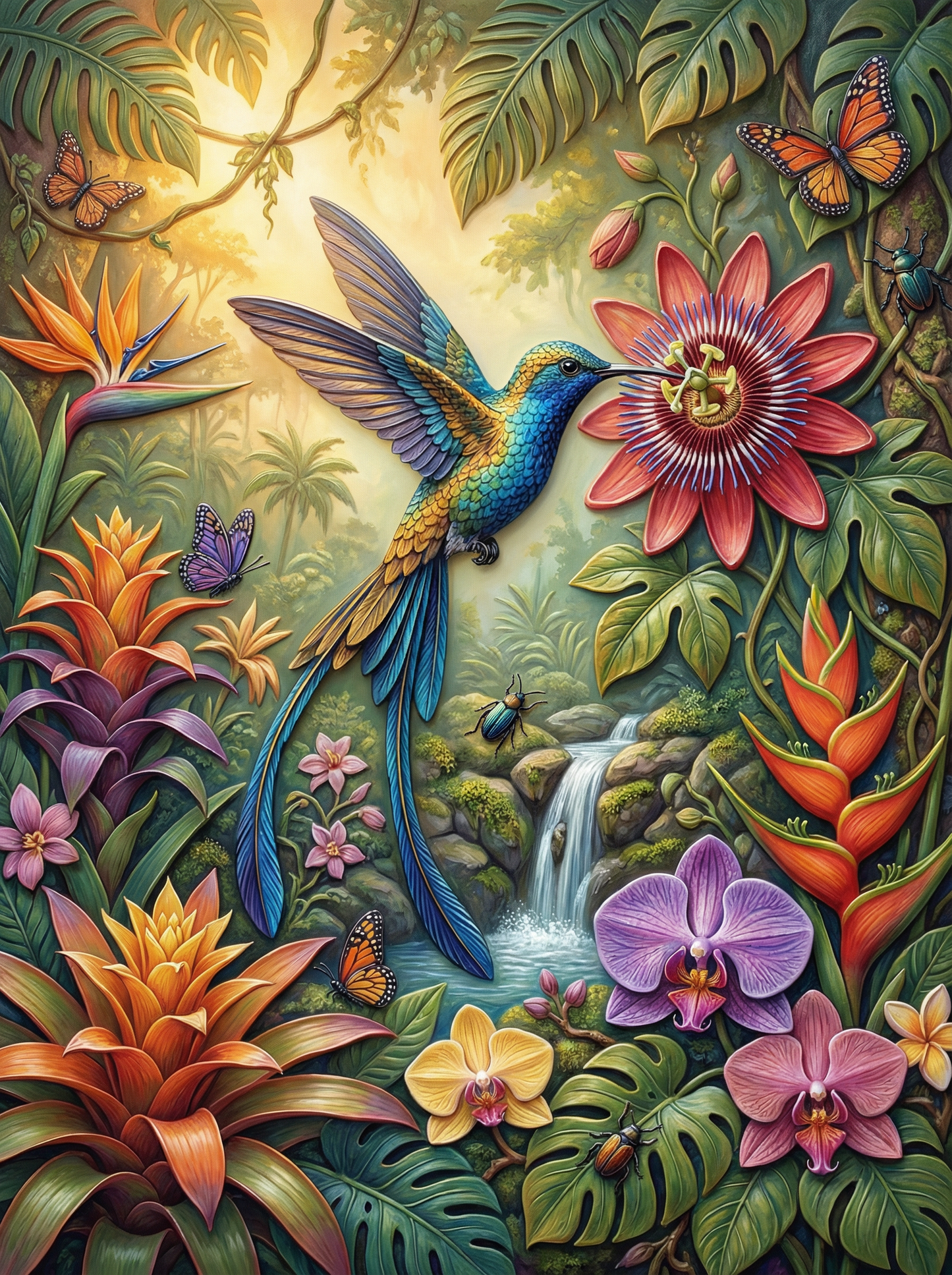 Passion Bloom Hummer (Diamond Painting) Diamond Painting kit