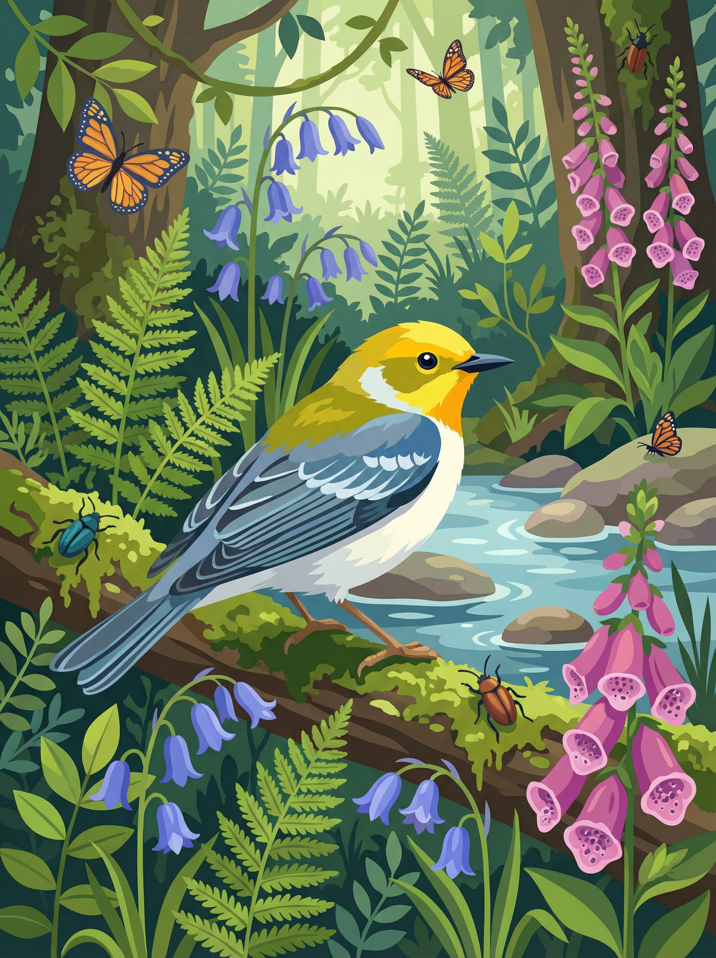 Forest Stream Warbler (Diamond Painting) Diamond Painting kit