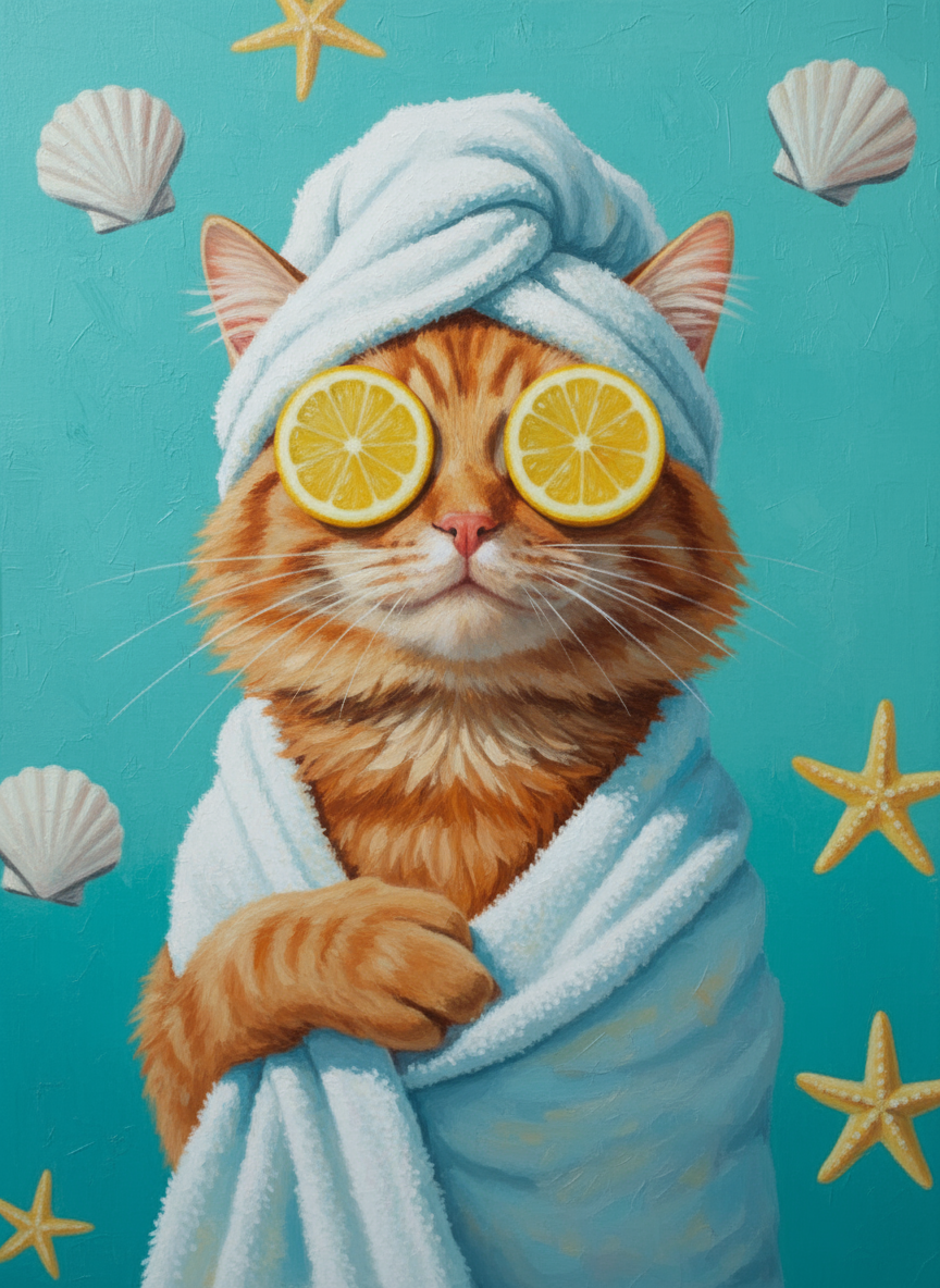 Lemon Spa Cat (Diamond Painting)