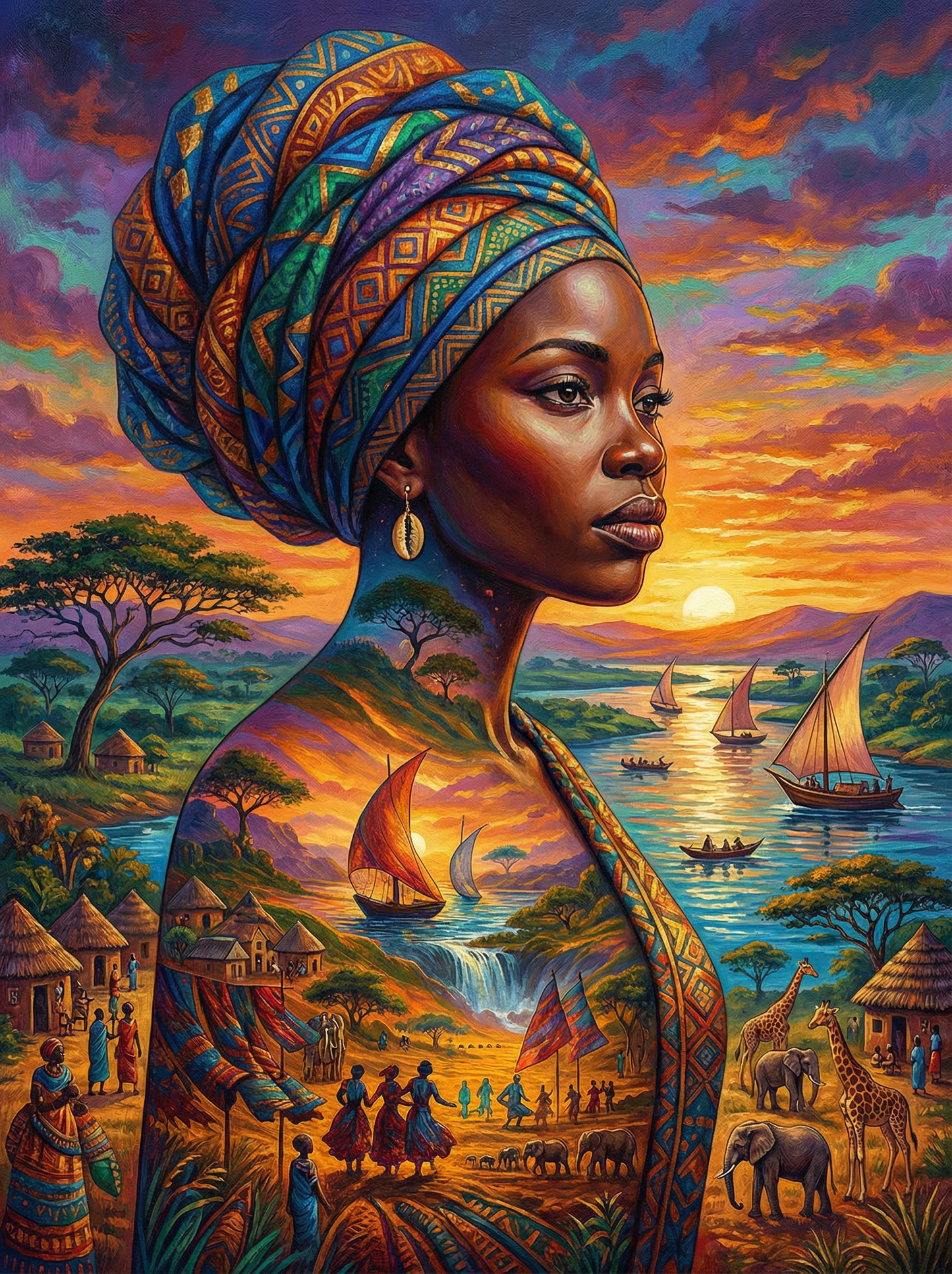 African Landscape Soul ll (150 Color Diamond Painting) Diamond Painting kit