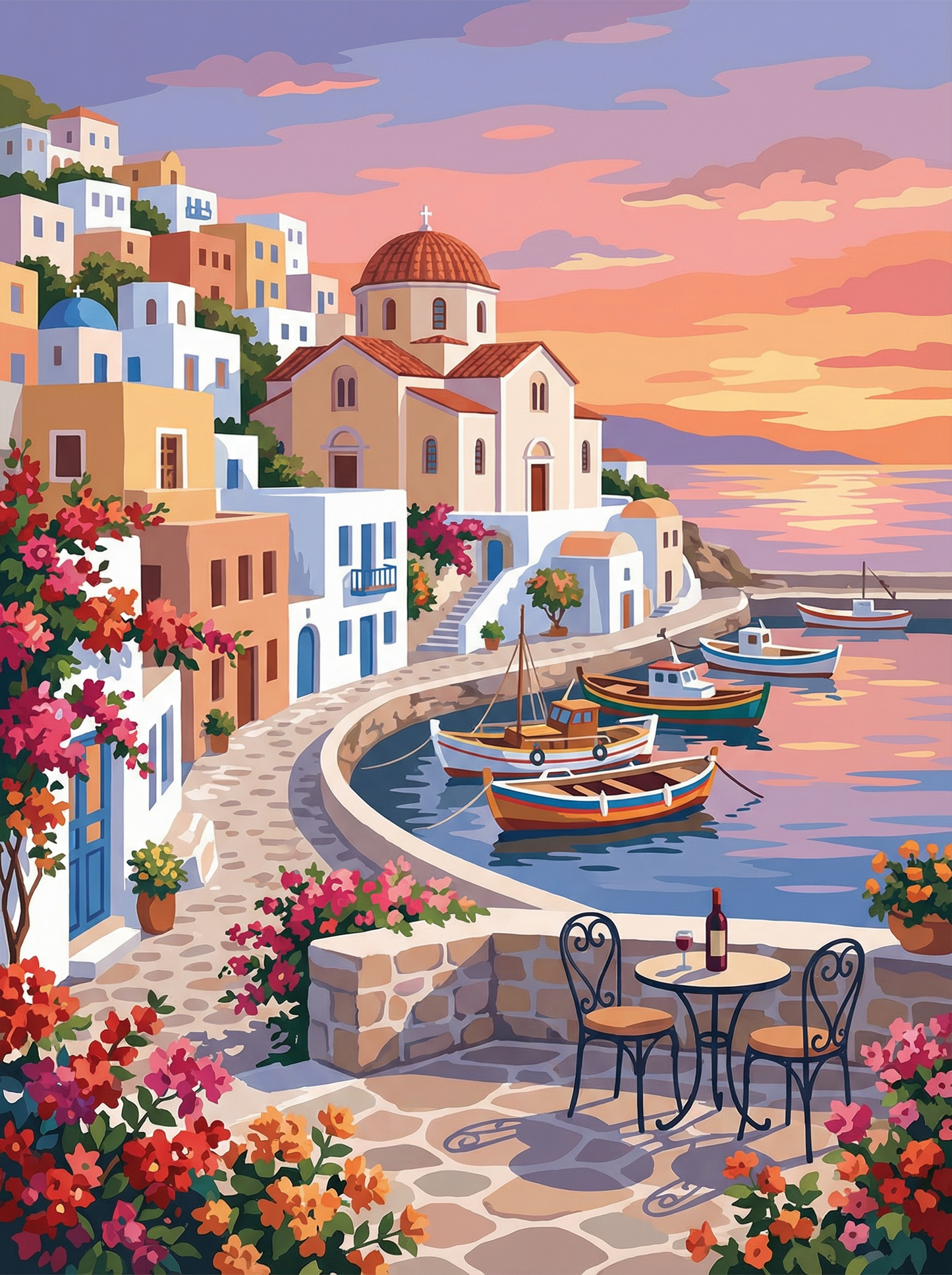 Greece Sunset Harbor (Diamond Painting) Diamond Painting kit