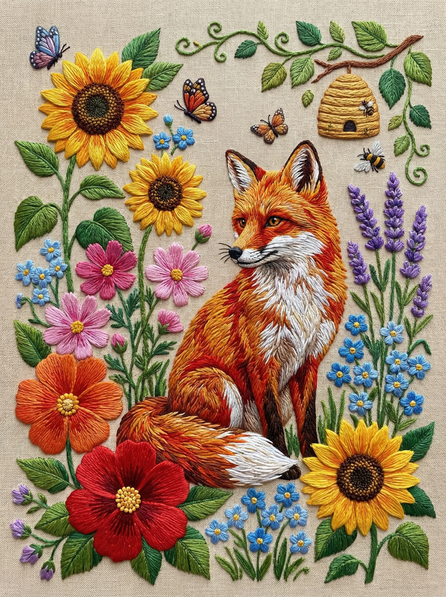 Fox in Bloom (Diamond Painting) Diamond Painting kit