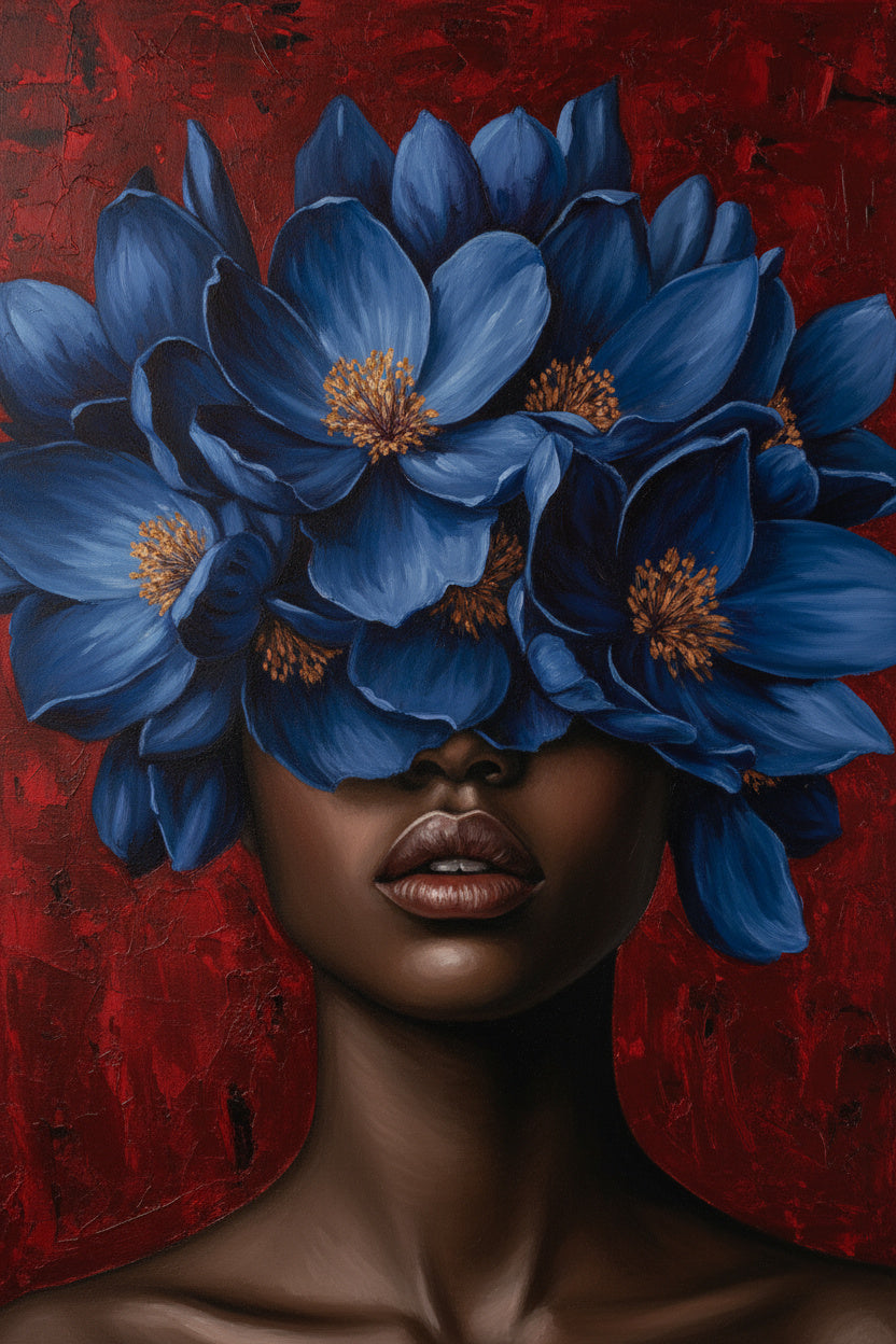Woman, Blue Flower Headdress (Diamond Painting) Diamond Painting kit