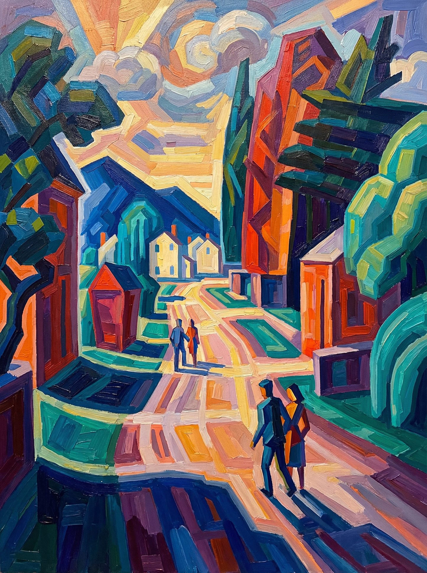 Sunlit Village Stroll (Diamond Painting) Diamond Painting kit