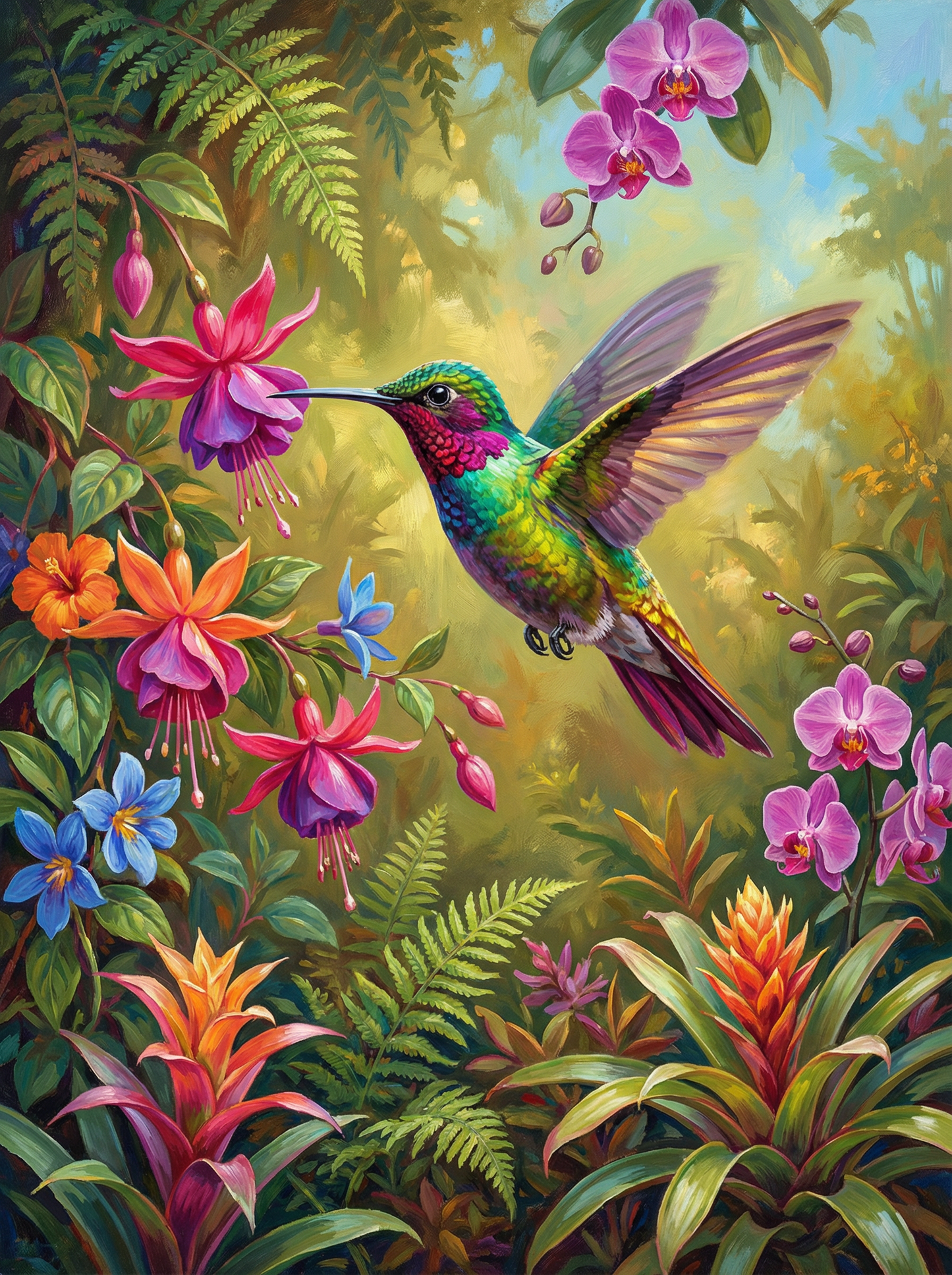 Garden Jewel Hummingbird (Diamond Painting)