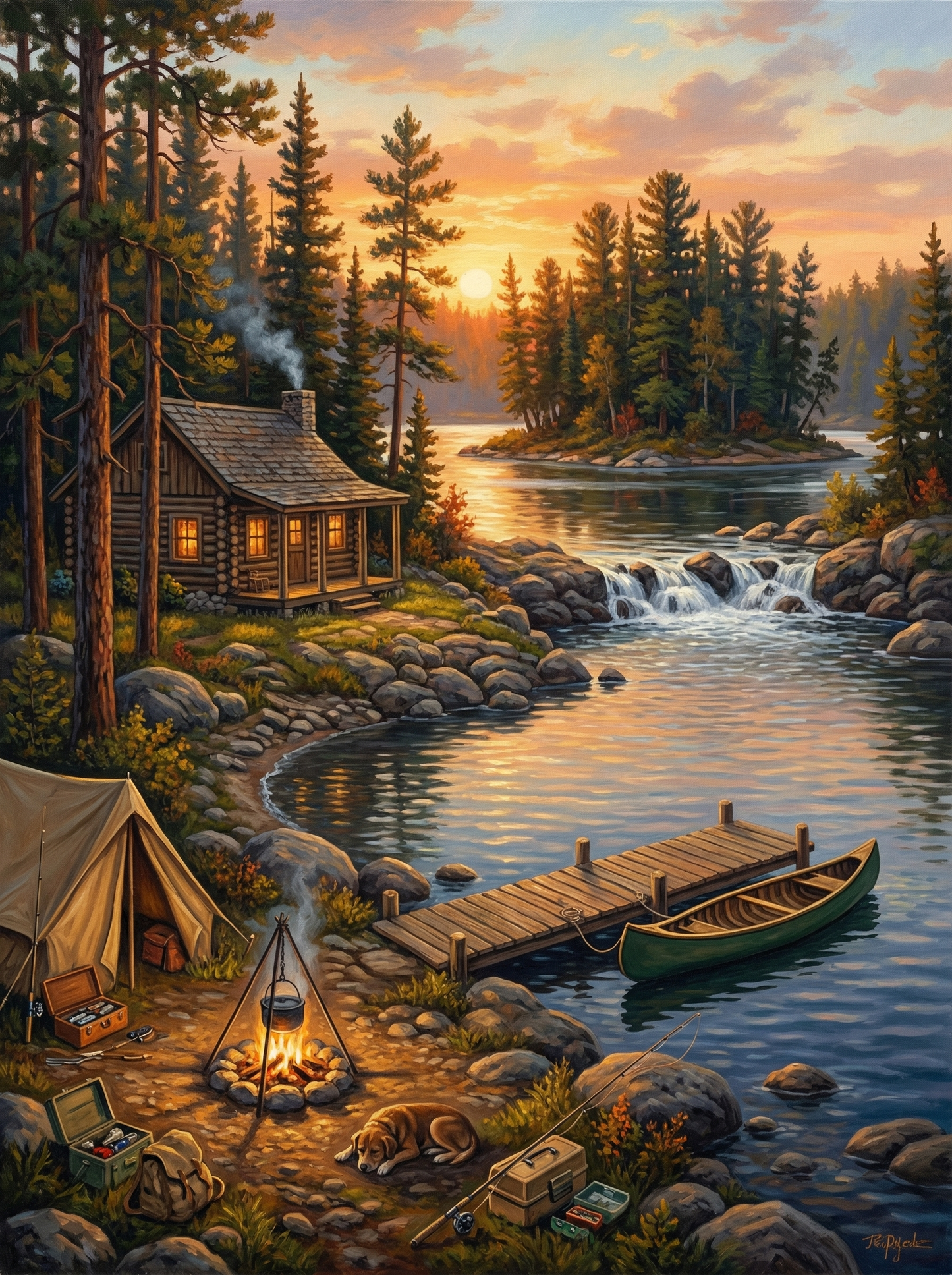 Lakeside Evening Camp (Diamond Painting)
