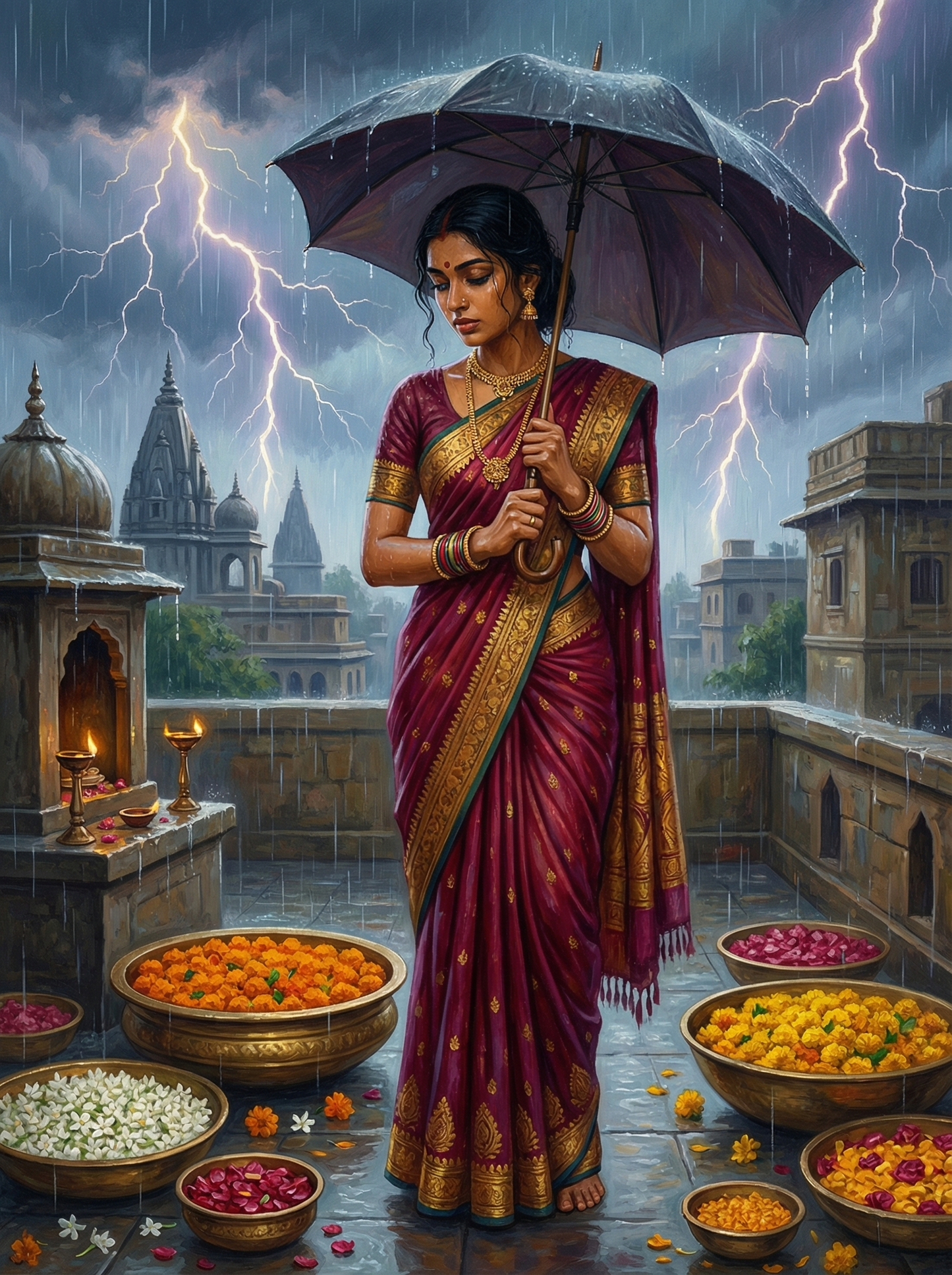 Monsoon Flower Offering (Diamond Painting) Diamond Painting kit