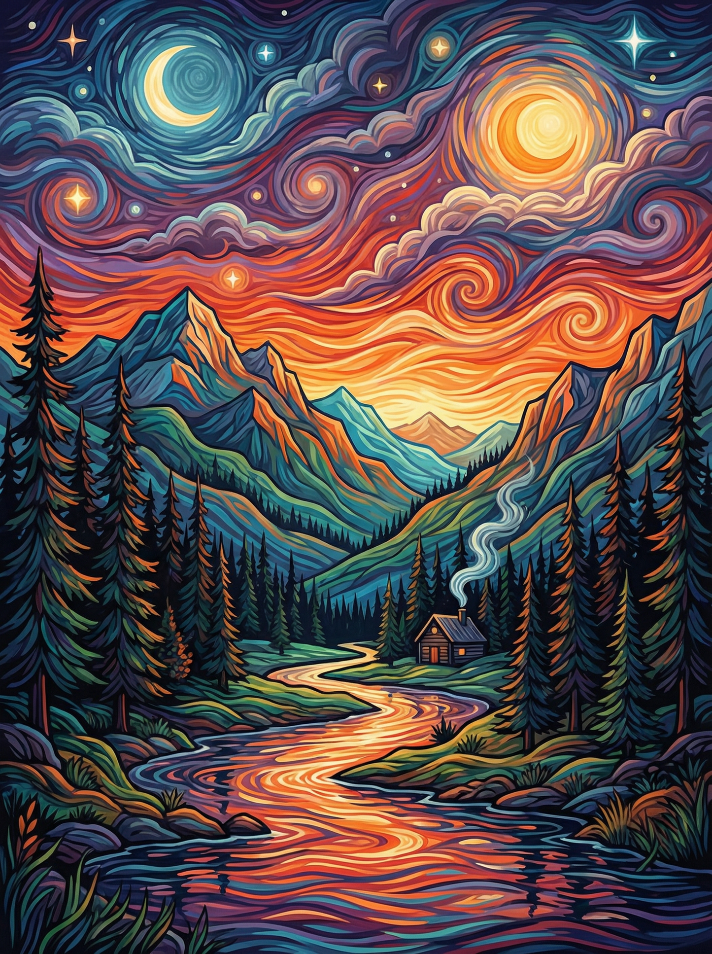 Starlit Mountain Retreat (Diamond Painting) Diamond Painting kit