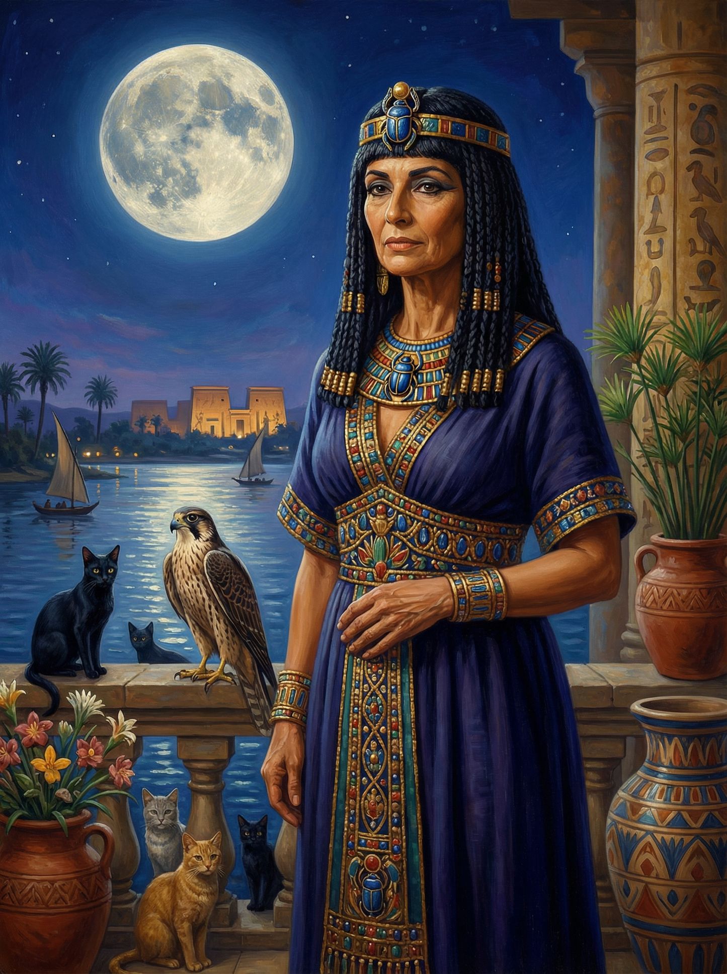 Moonlit Egyptian Queen (Board Canvas)