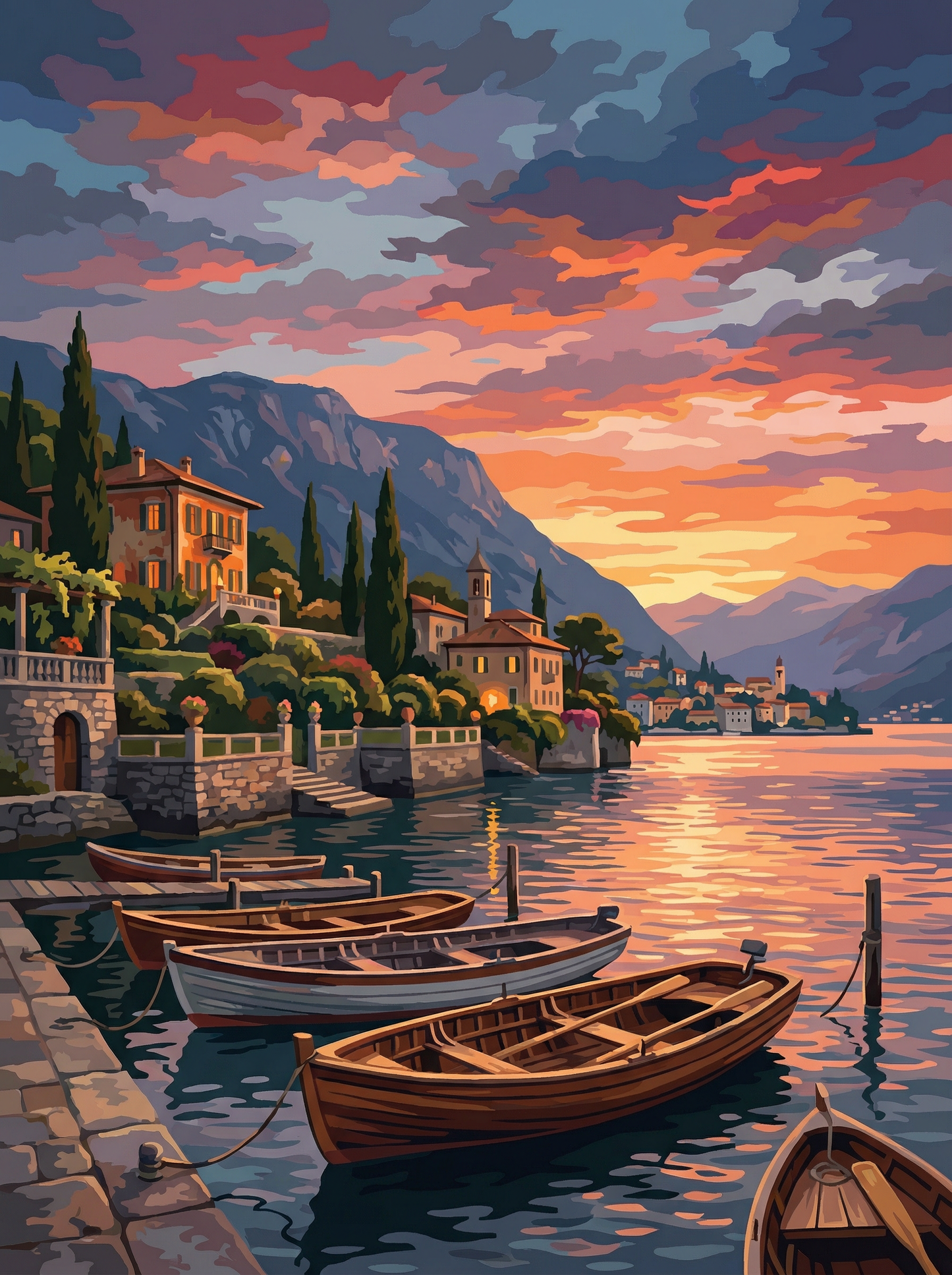 Lakeside Village Glow (Diamond Painting) Diamond Painting kit