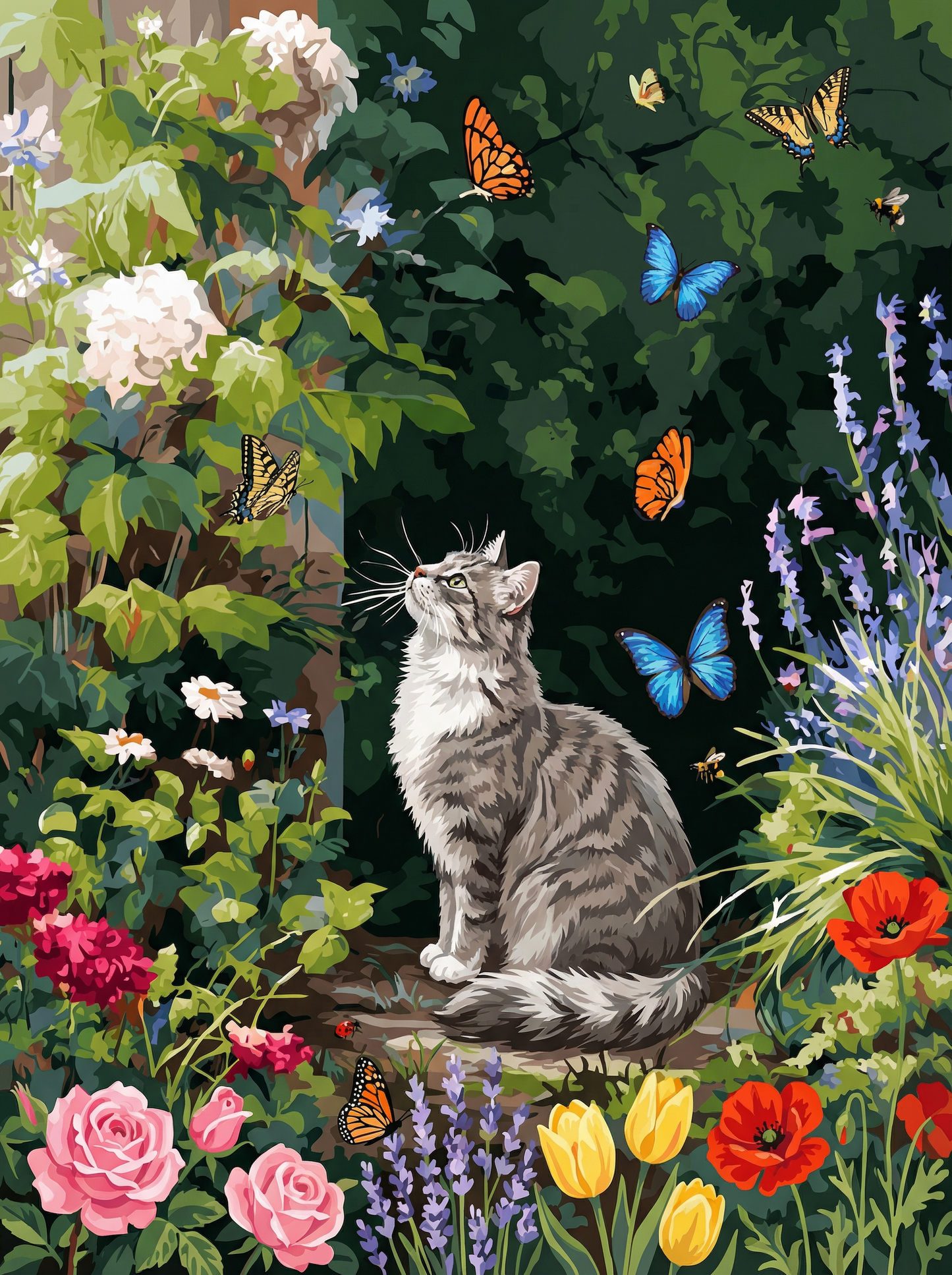Butterfly Garden Cat (Diamond Painting) Diamond Painting kit