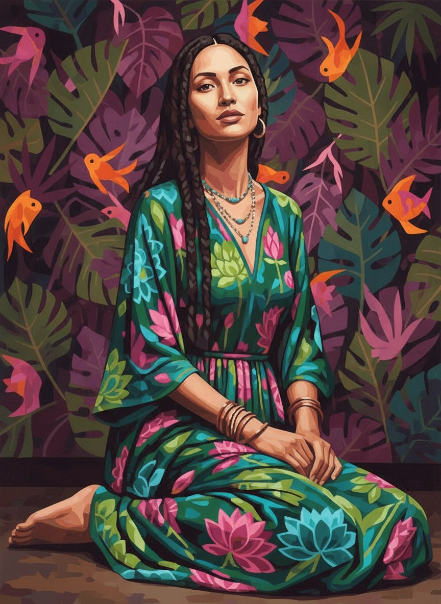 Among Lotus and Goldfish (Board Canvas)