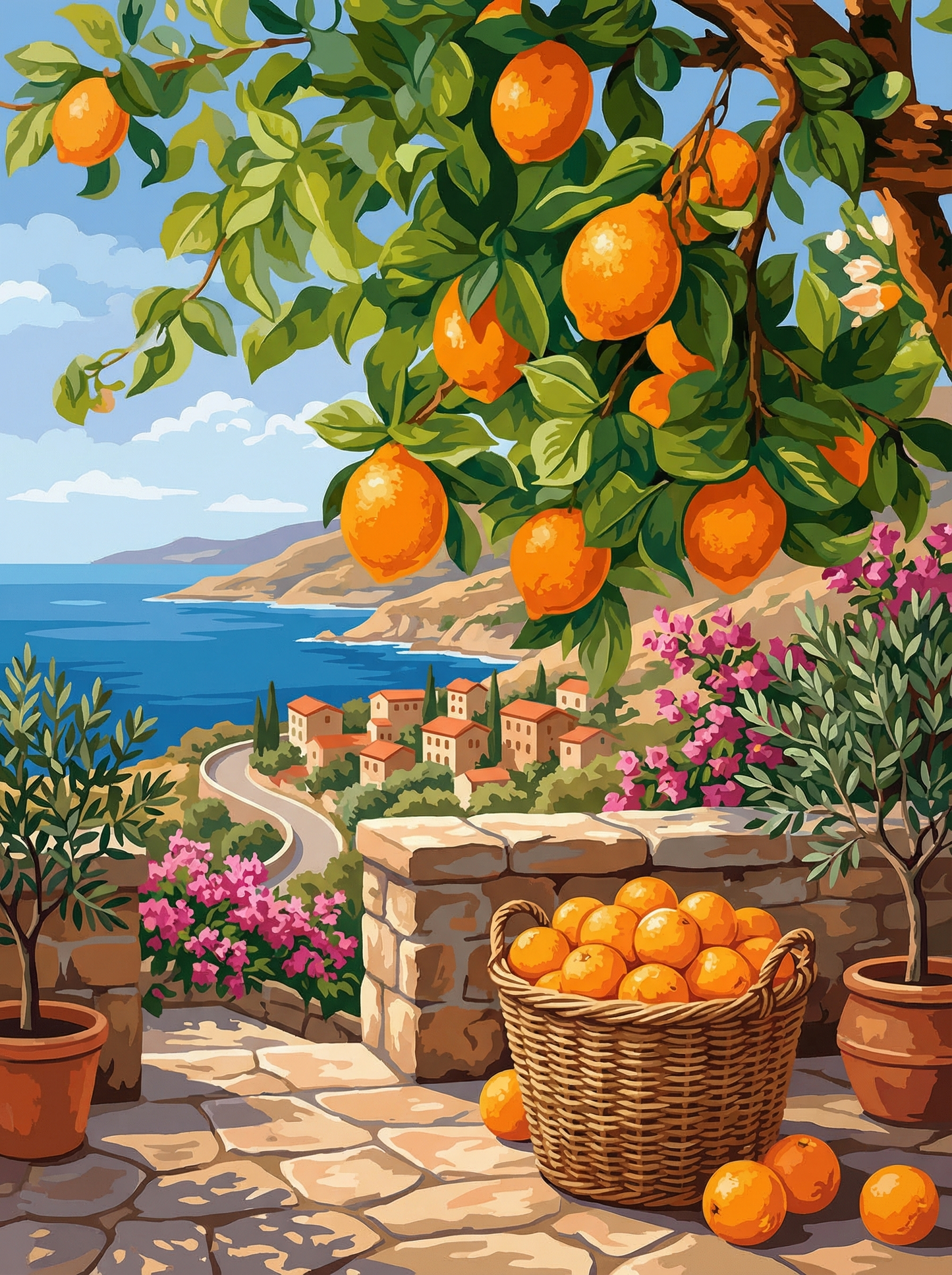 Mediterranean Citrus Haven (Diamond Painting) Diamond Painting kit